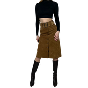 1970s Suede A-line Midi Skirt (XS)