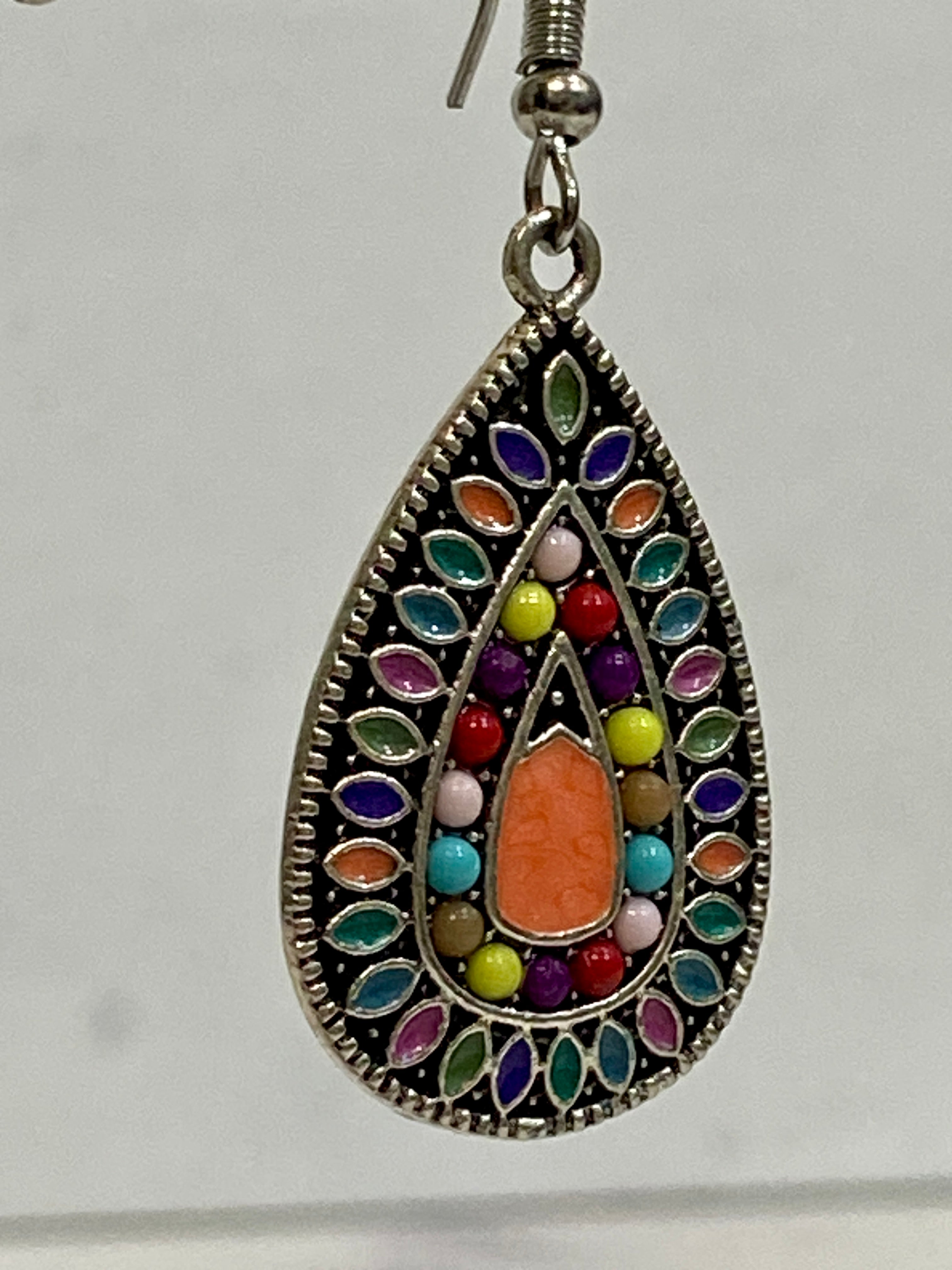 Colorful festival teardrop earring