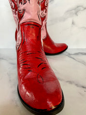 Custom hand painted leather boots