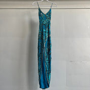 heavily beaded teal formal dress - xs