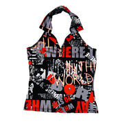 90s Funky Graphic Halter Top (M)
