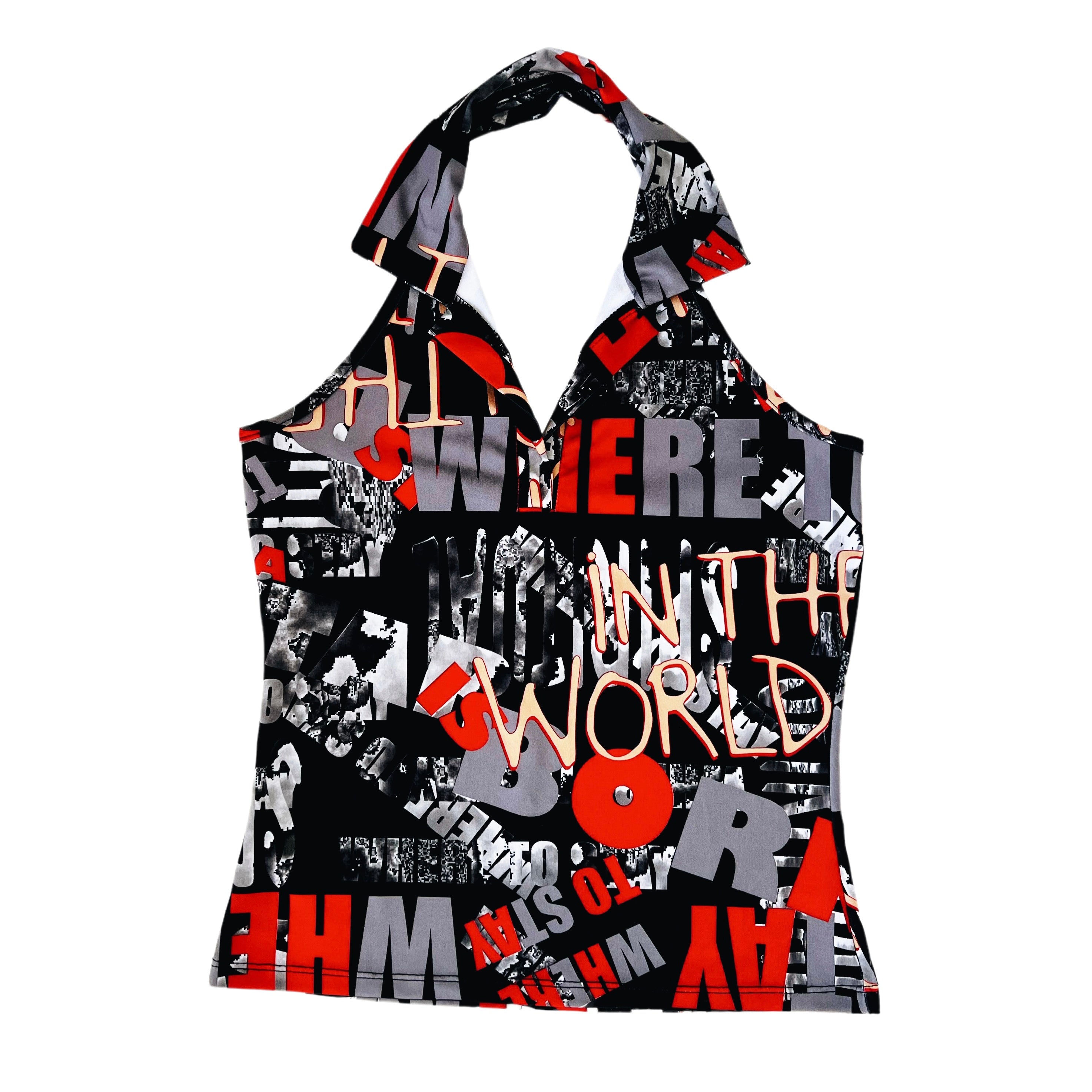 90s Funky Graphic Halter Top (M)