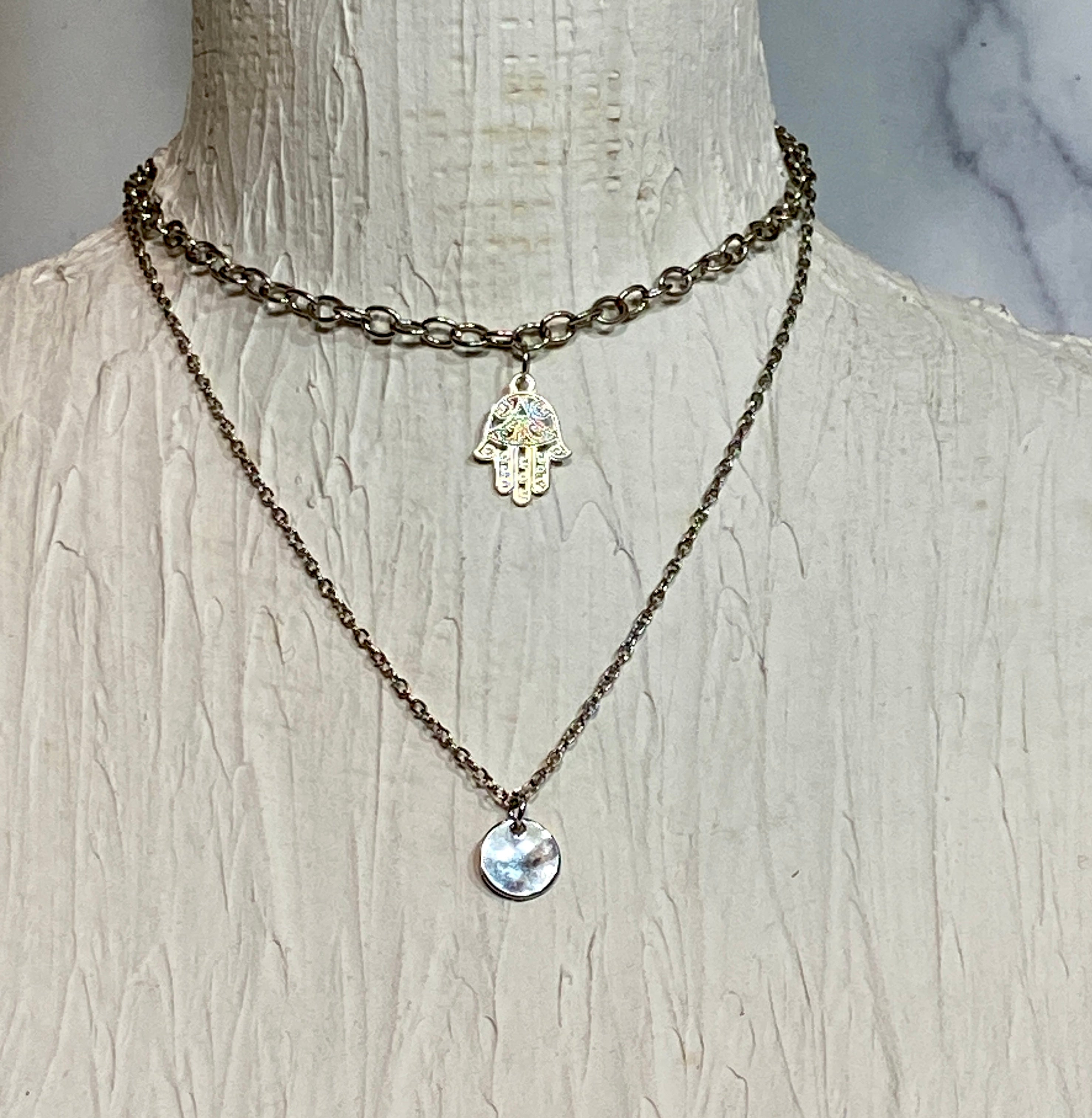 Hamsa hand layer necklace