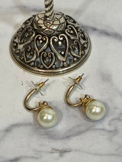 Vintage Pearl Hoop Drop Earrings