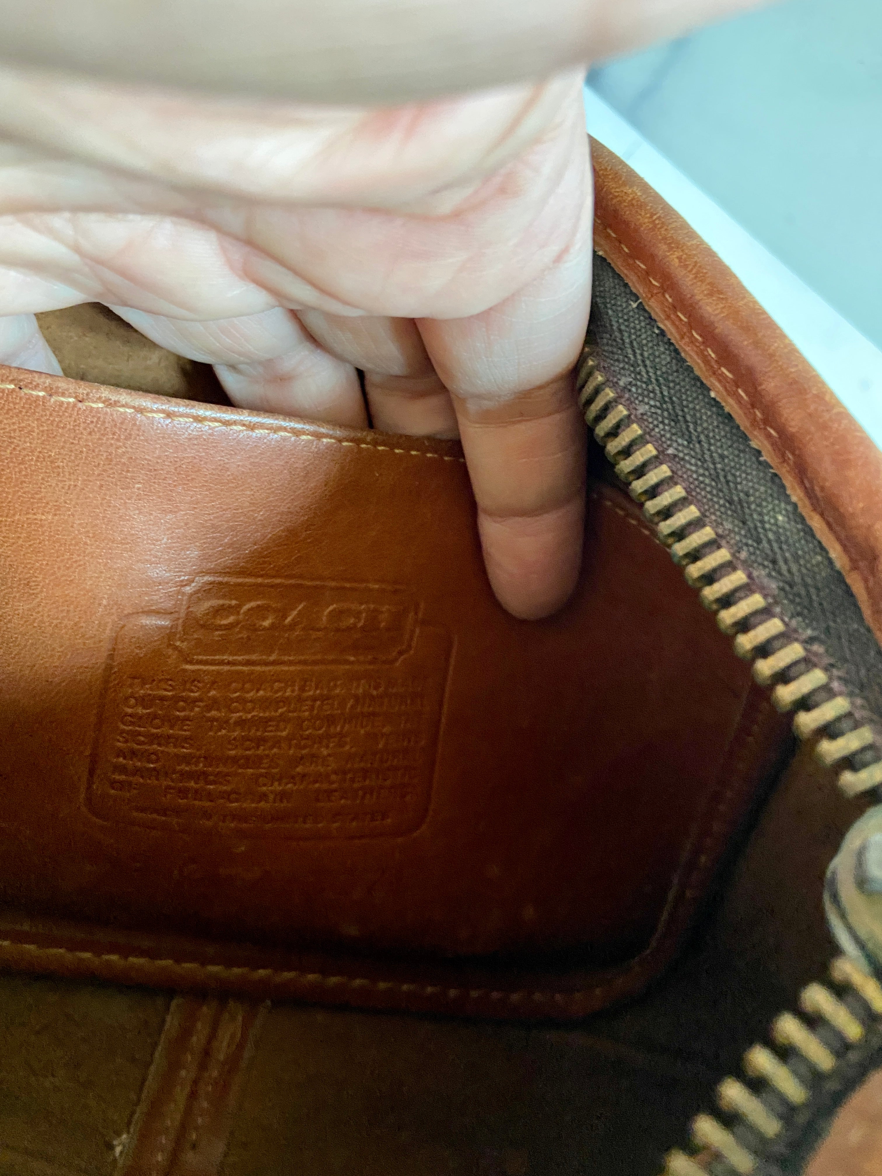 Vintage tan leather coach