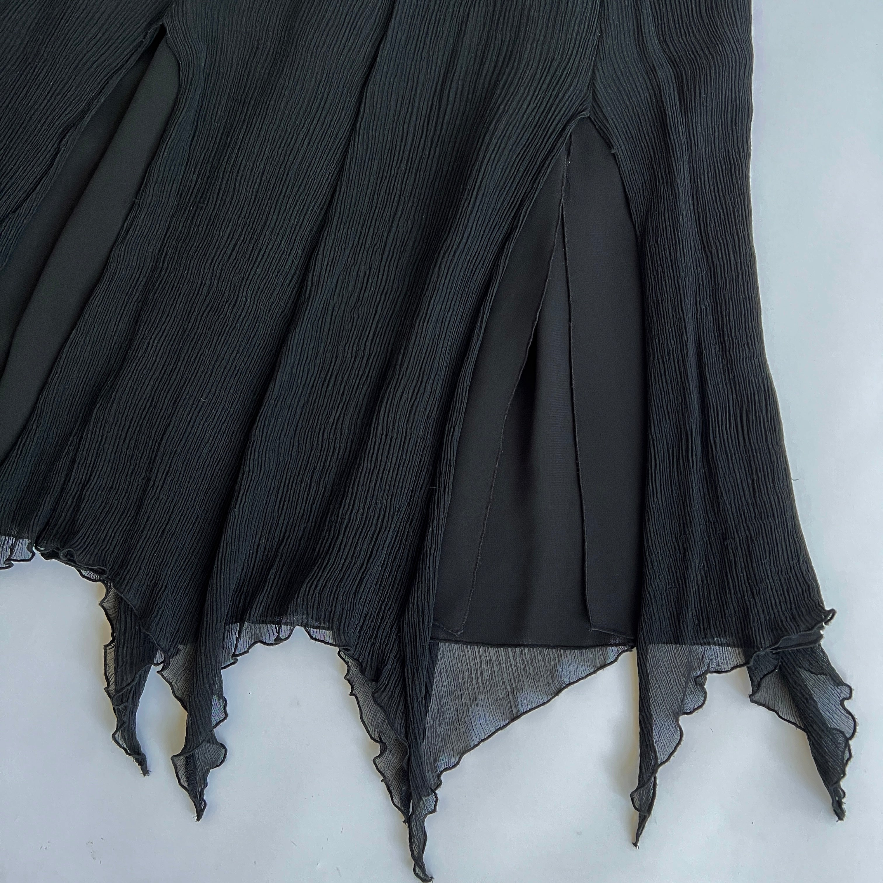 Black silk fairy midi skirt - L/XL