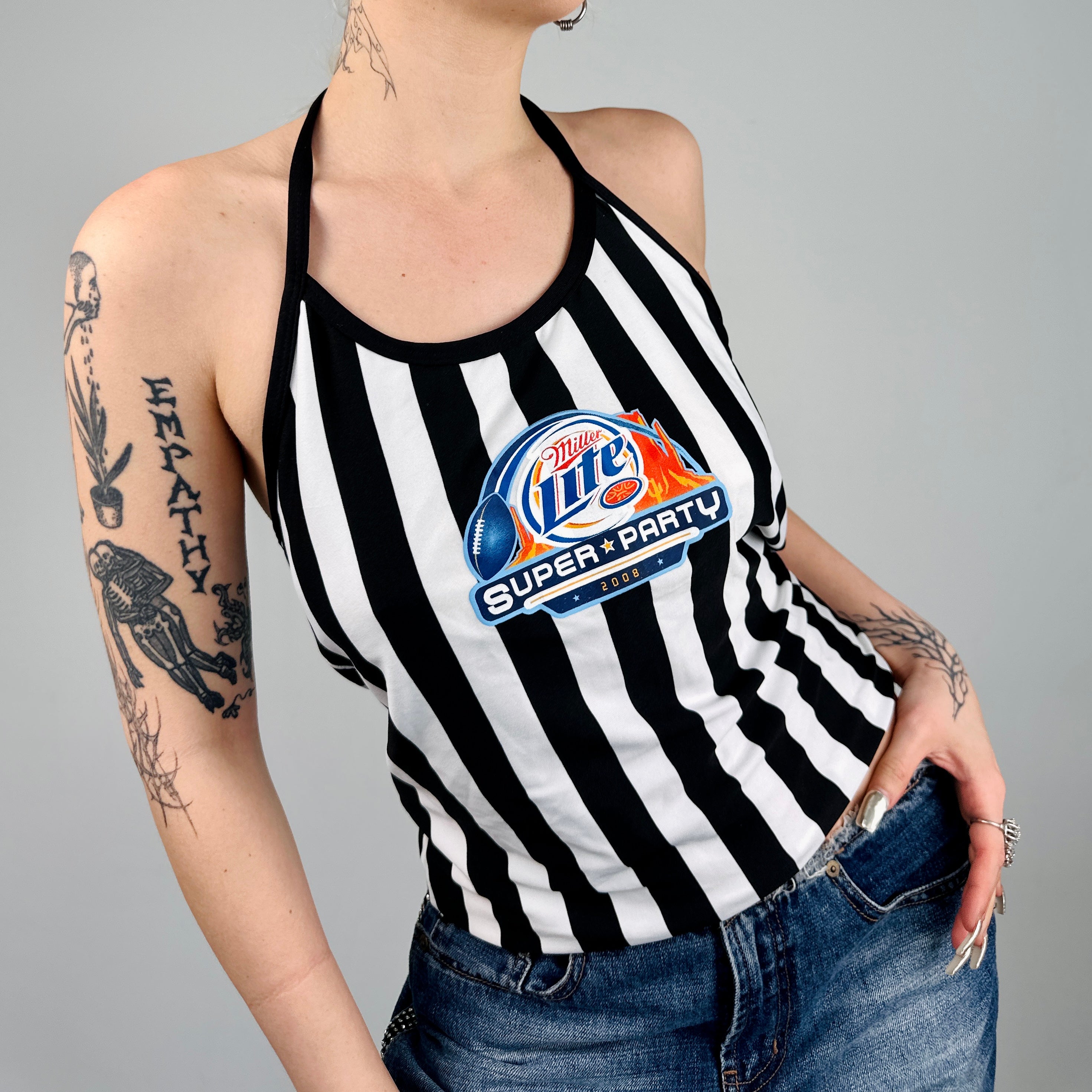 Beer Girl Striped Halter Top (M/L)