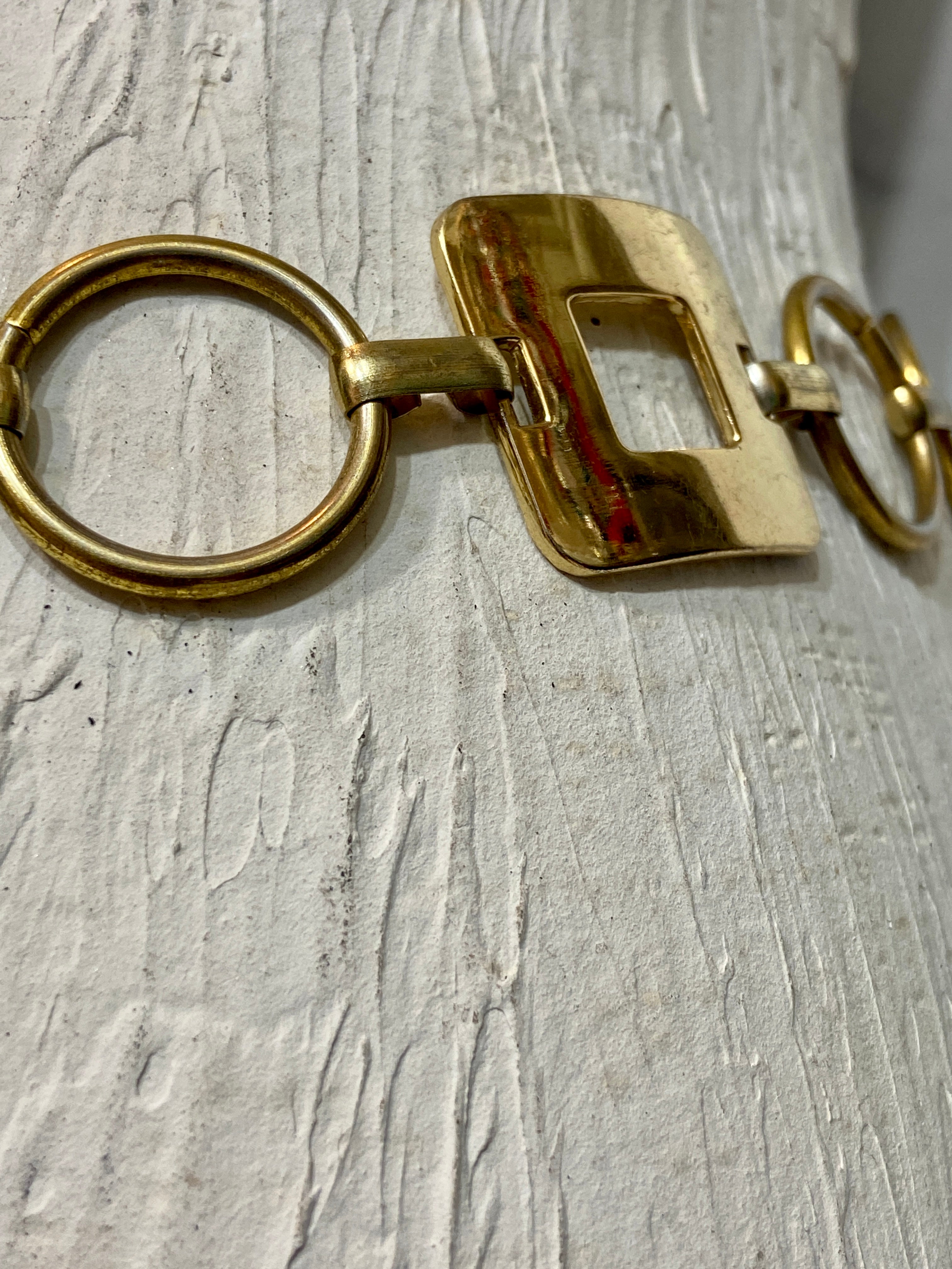 Vintage 90s Metal Gold Square Chain West Belt