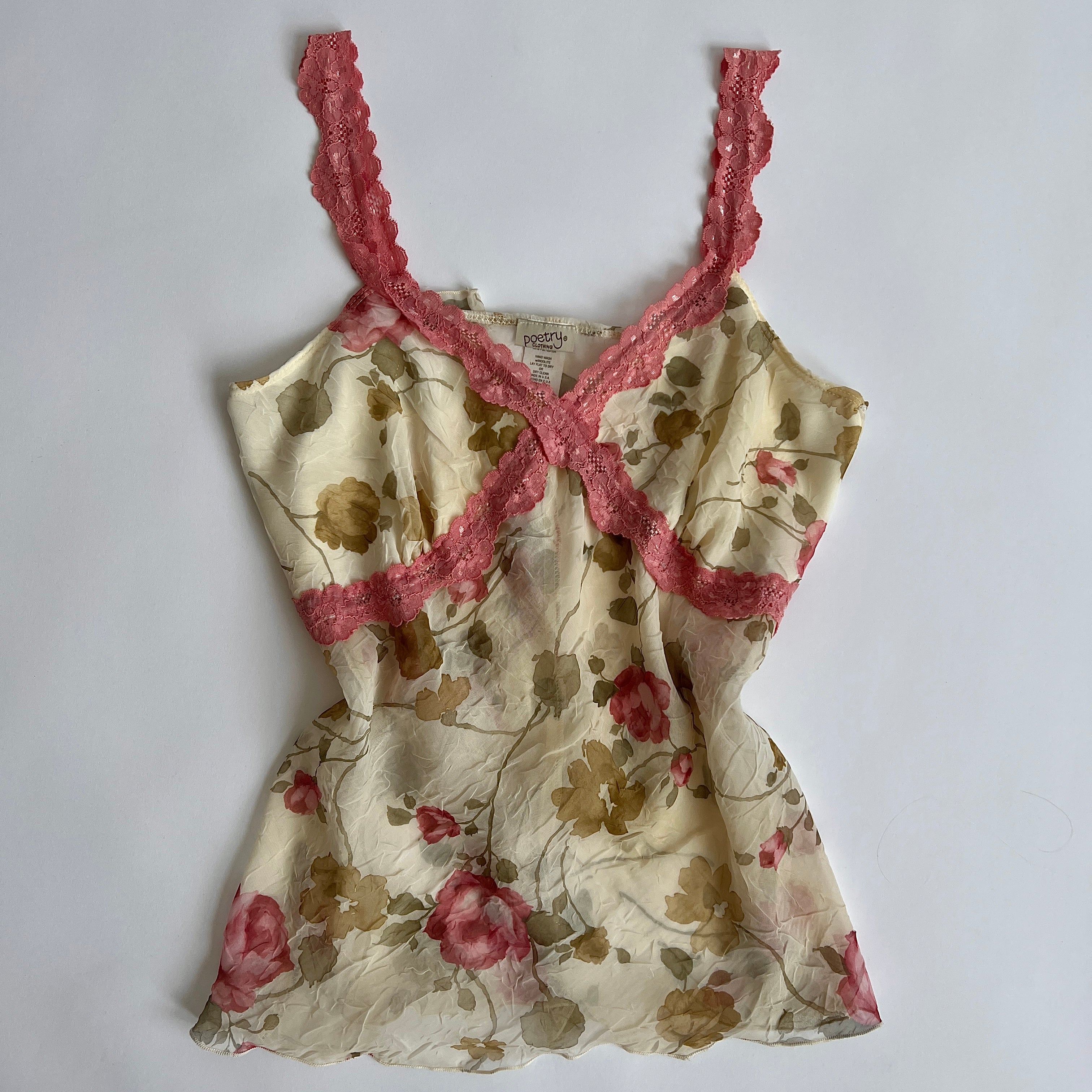 Y2K sheer floral pink lace babydoll - L/XL
