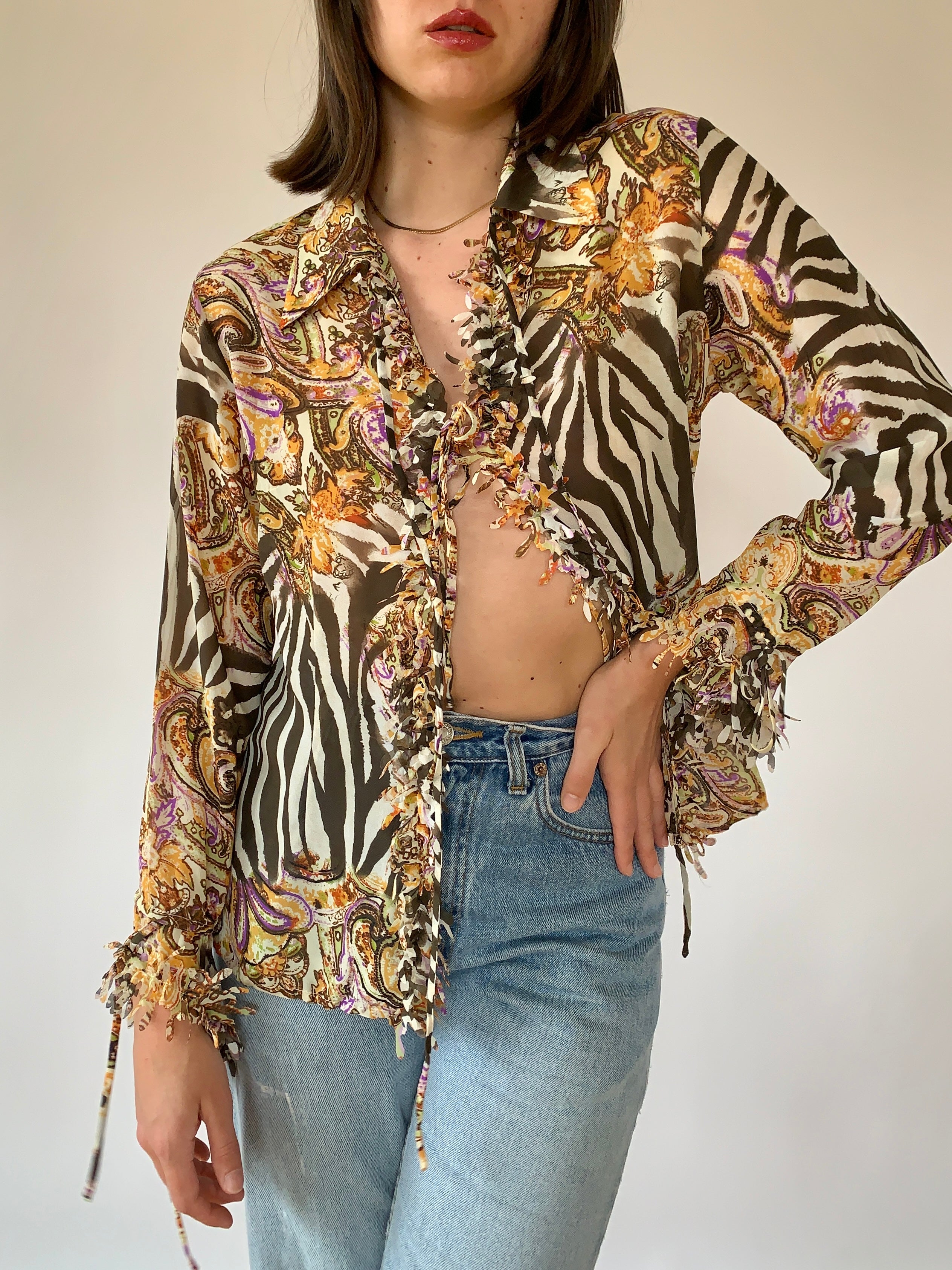 Y2K Safari Blouse - Small