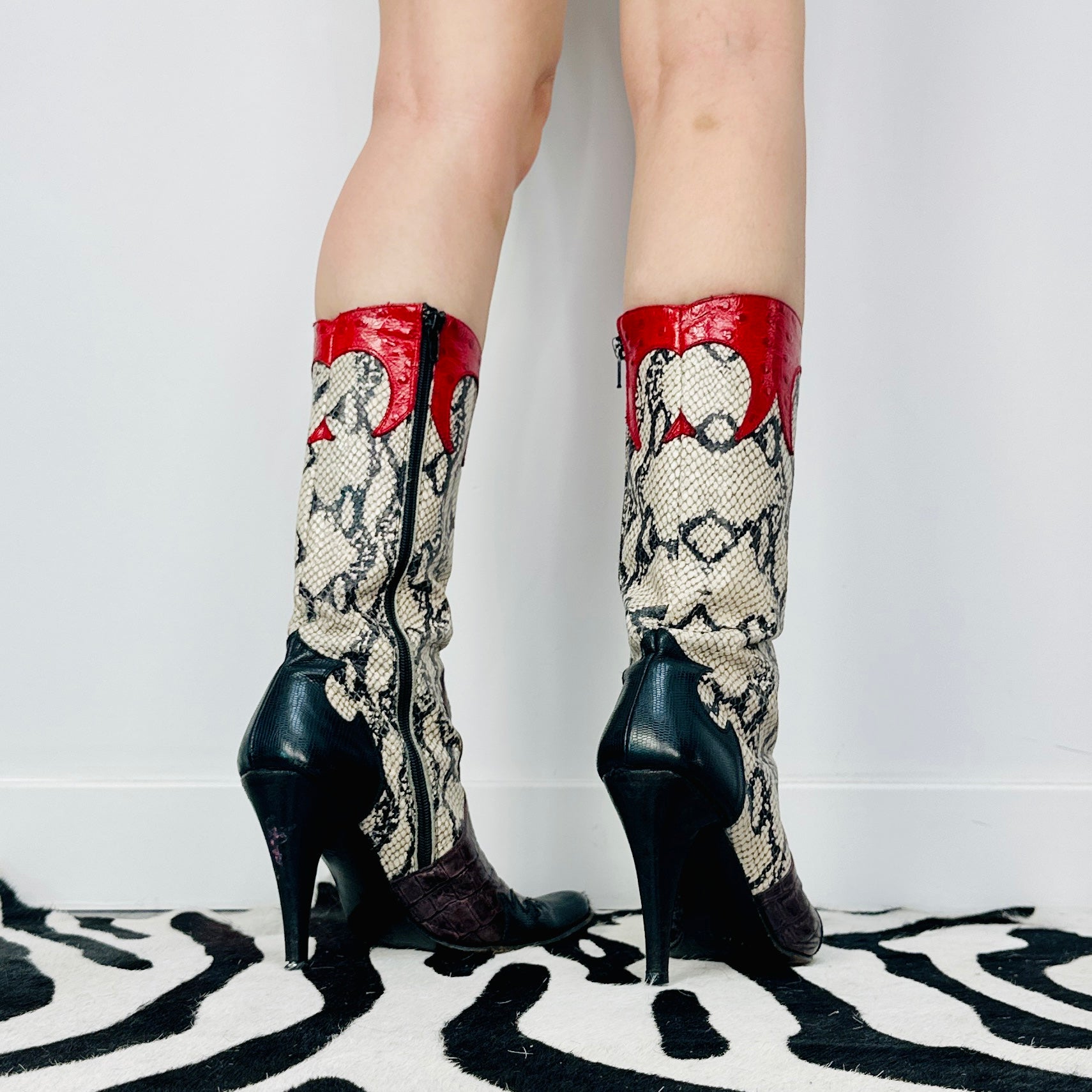 Vintage Snakeskin Bebe Boots (Size 8)