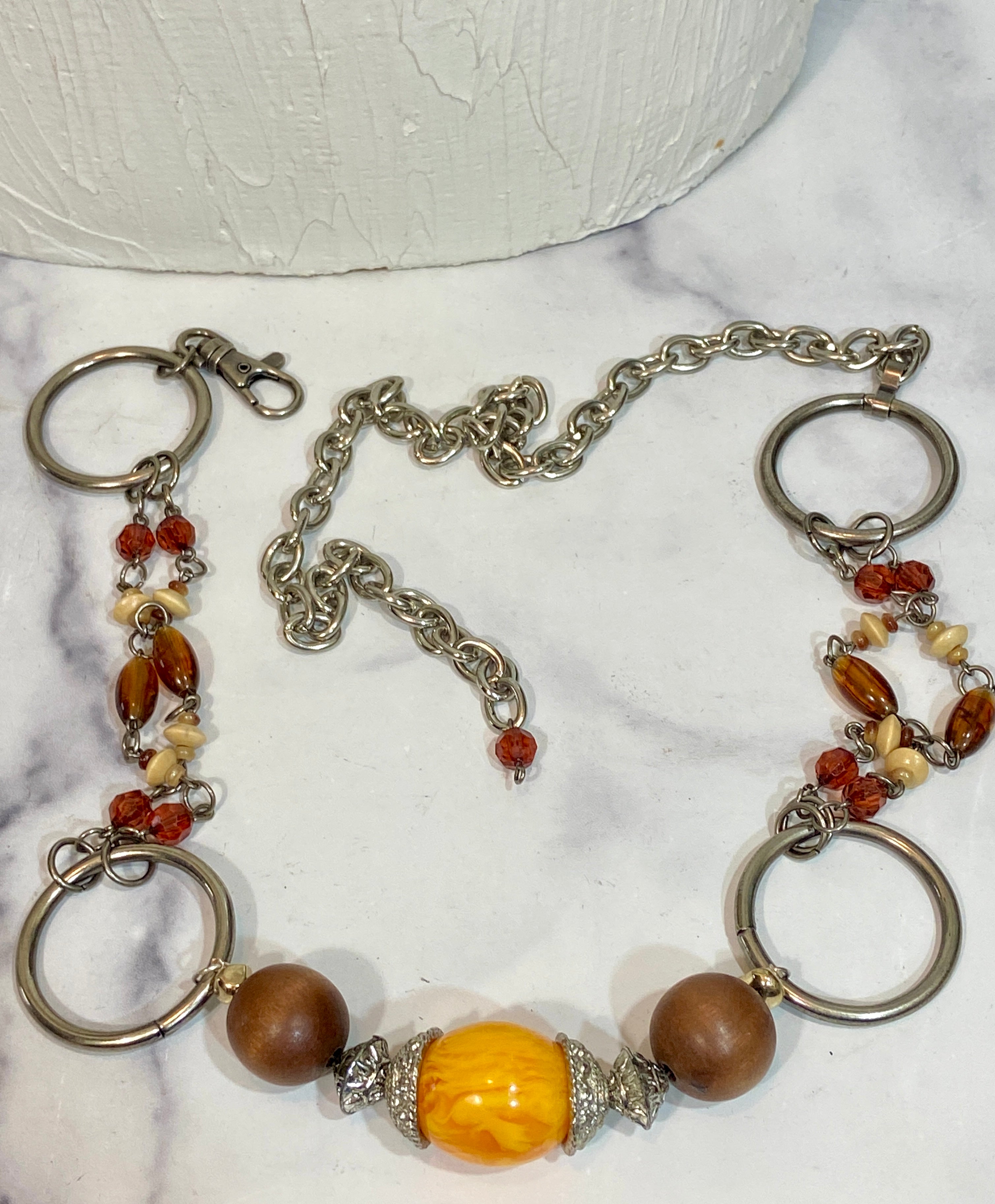 Metal and beads with circles belt