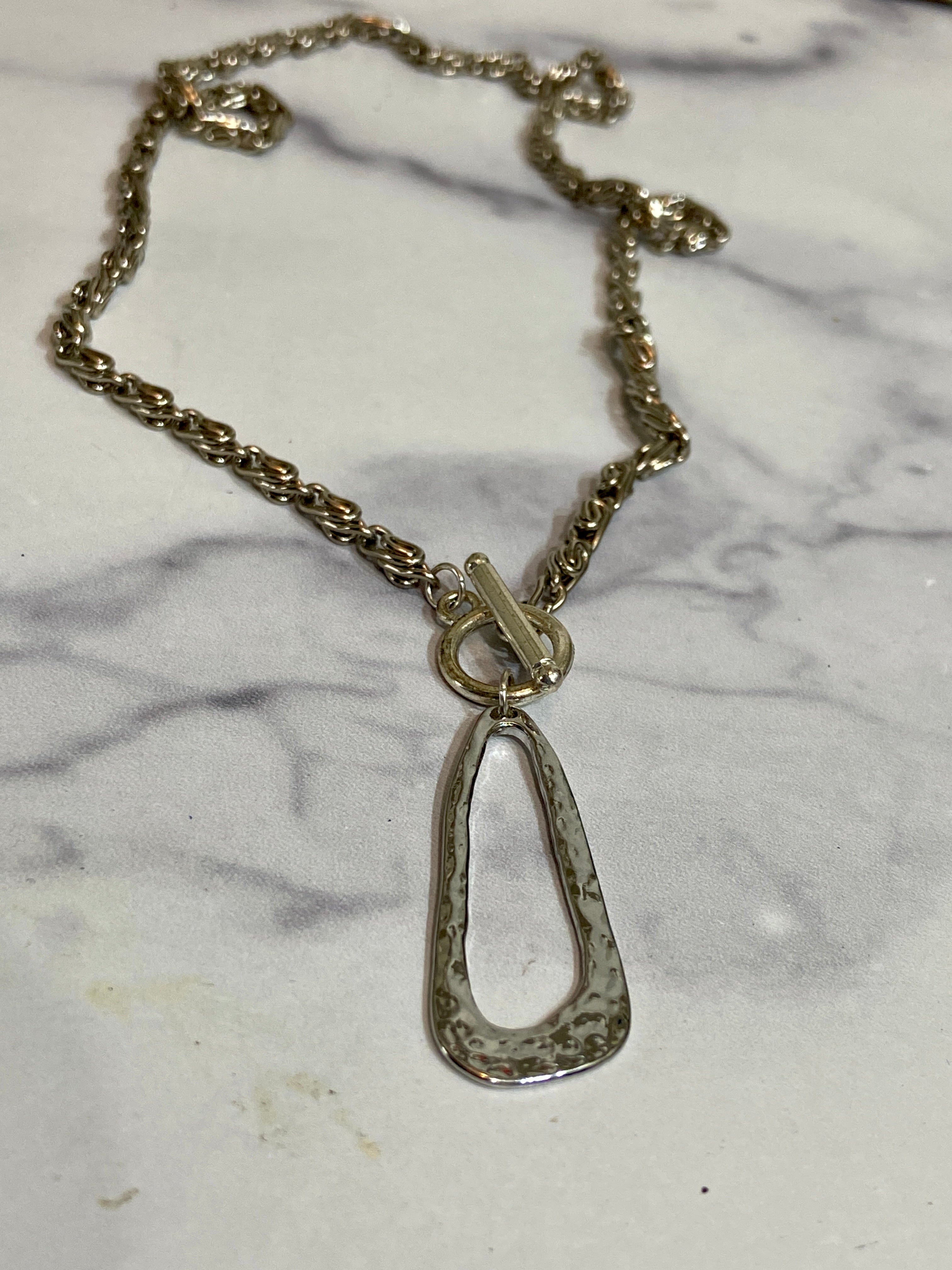 Hammered Silver necklace tone
