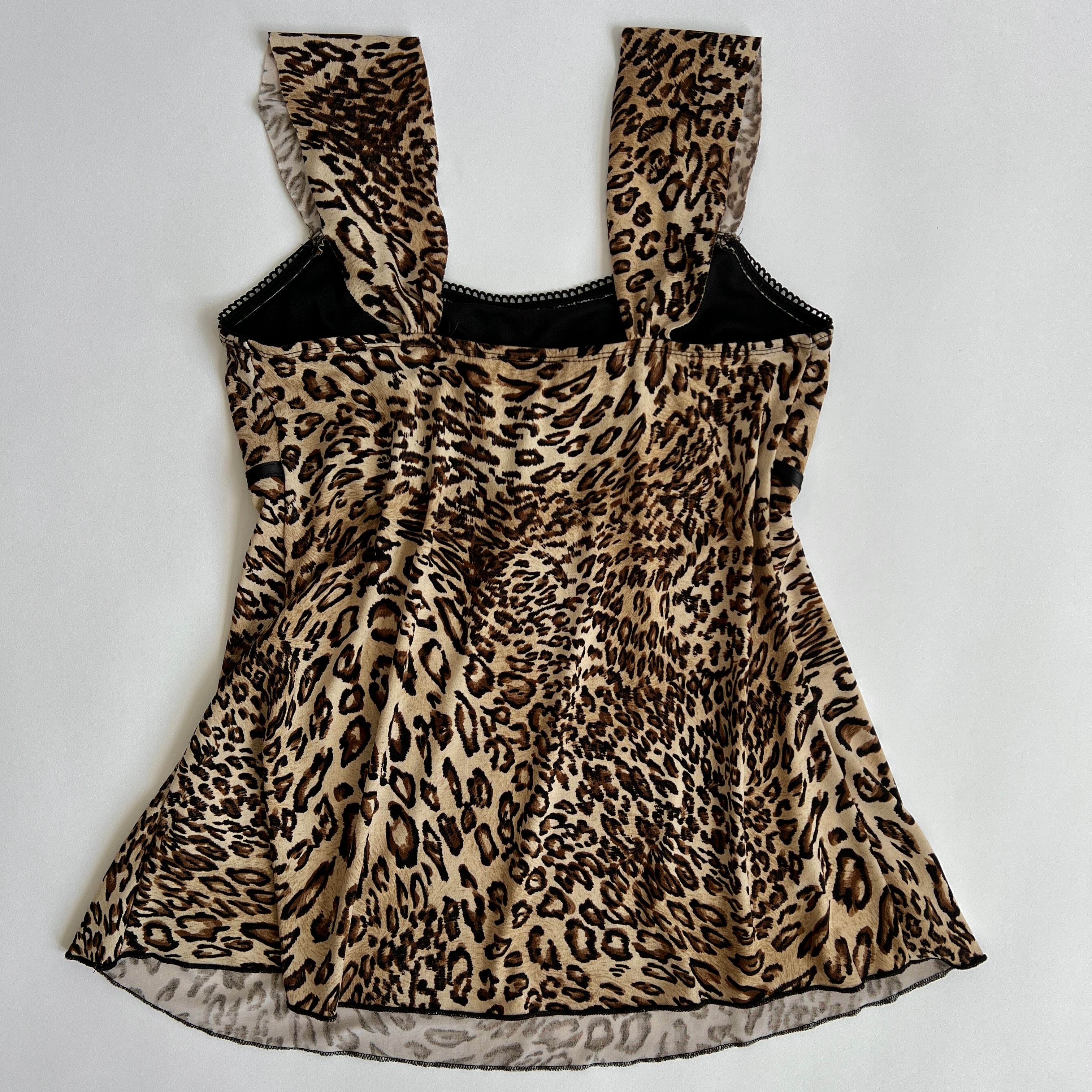 Y2K leopard babydoll top - L