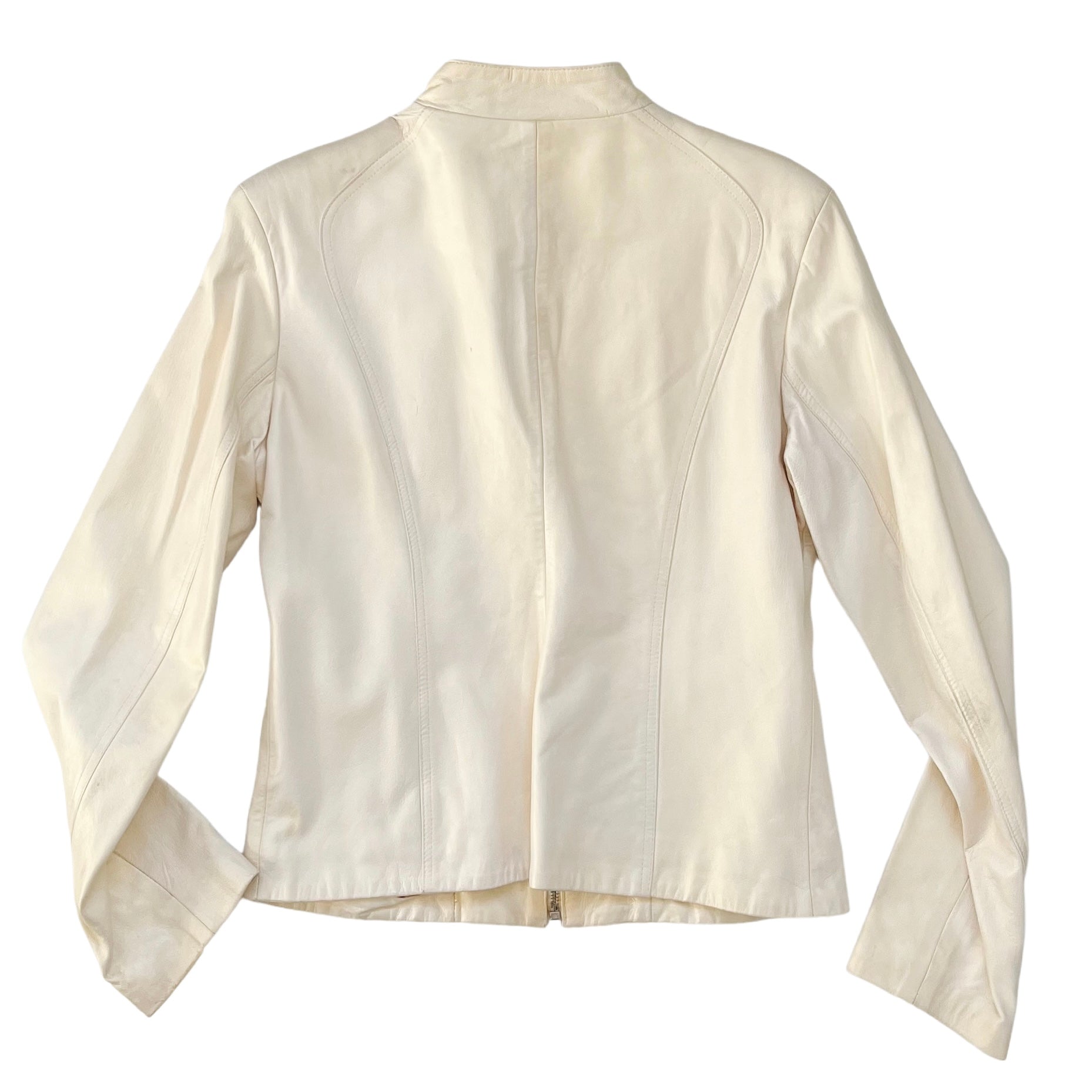 Vintage Buttercream Leather Moto Jacket (S)