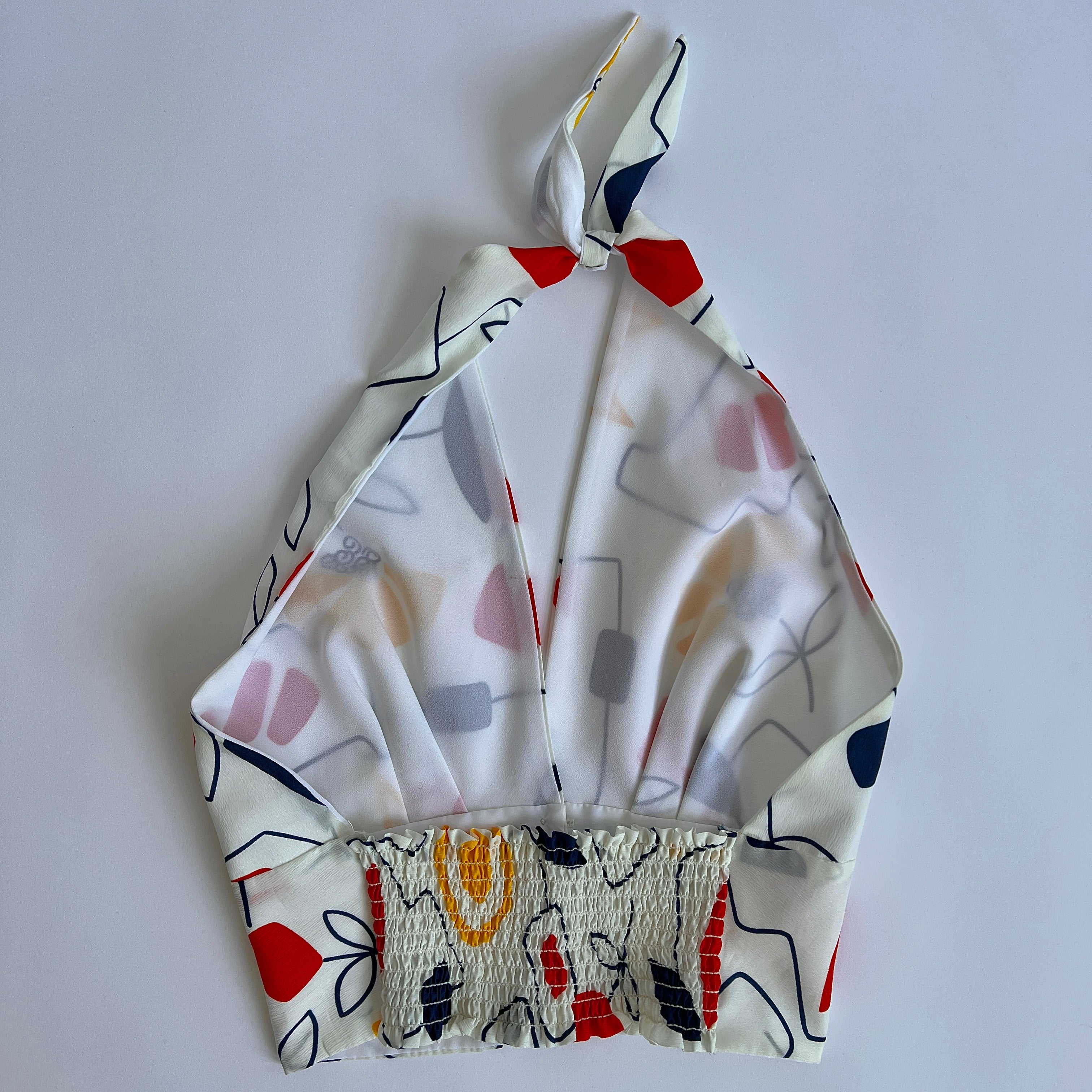 Vintage 80s abstract print halter top - S/M