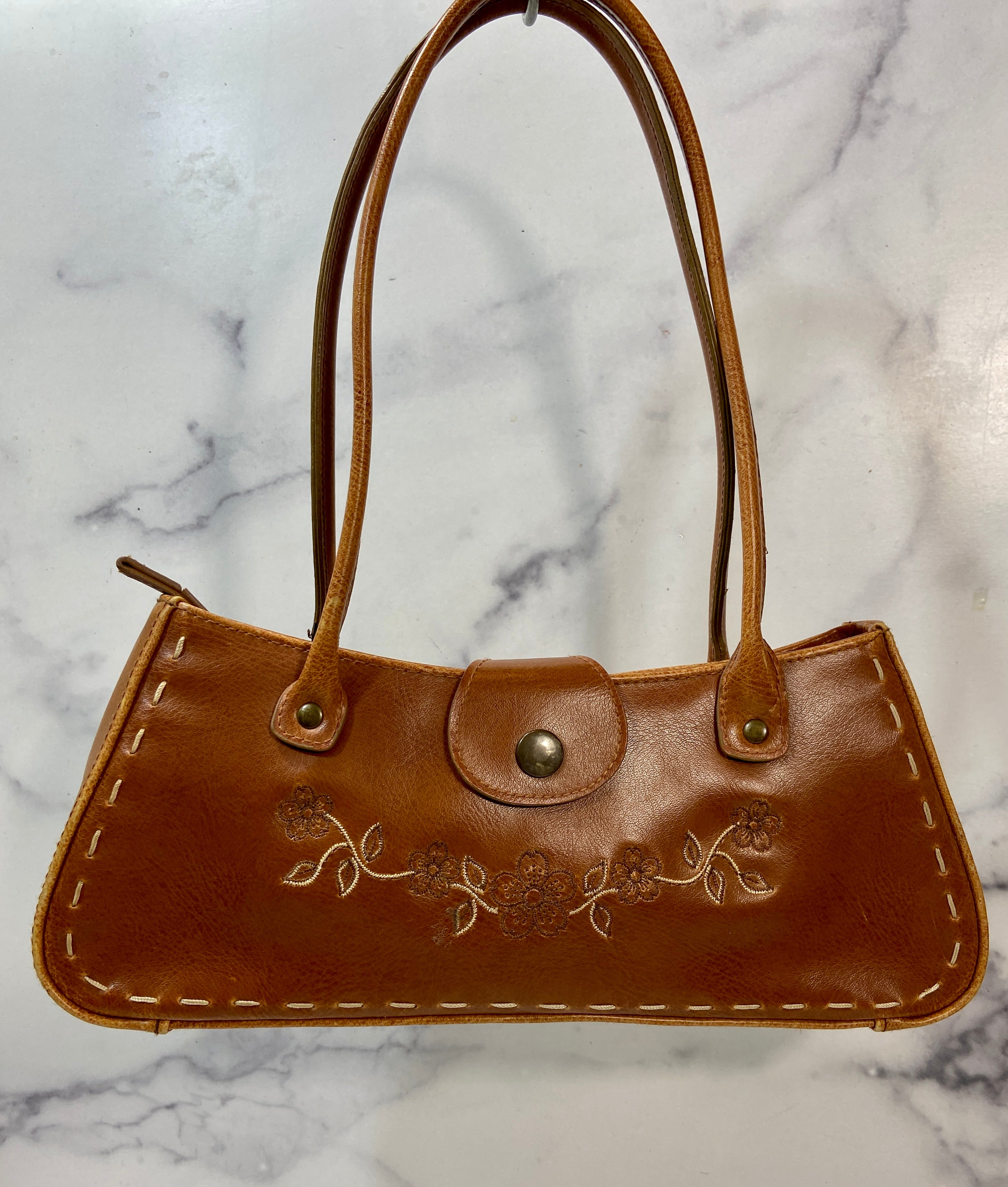 Faux Leather Embroidered Purse