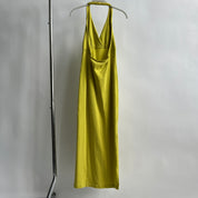 Y2K chartreuse halter maxi dress - L/XL