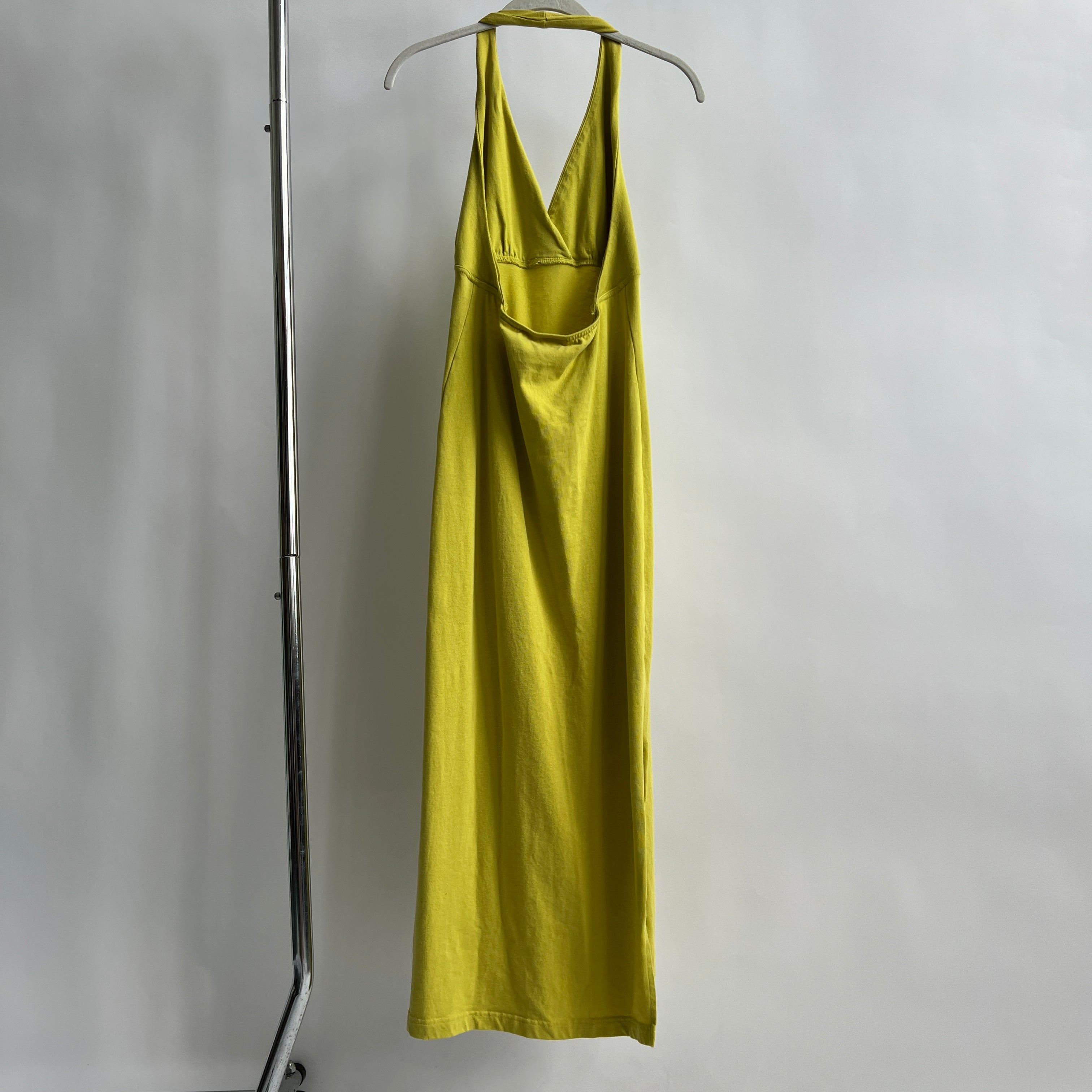 Y2K chartreuse halter maxi dress - L/XL