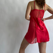 Y2K Red sheer panel mini slip - M/L