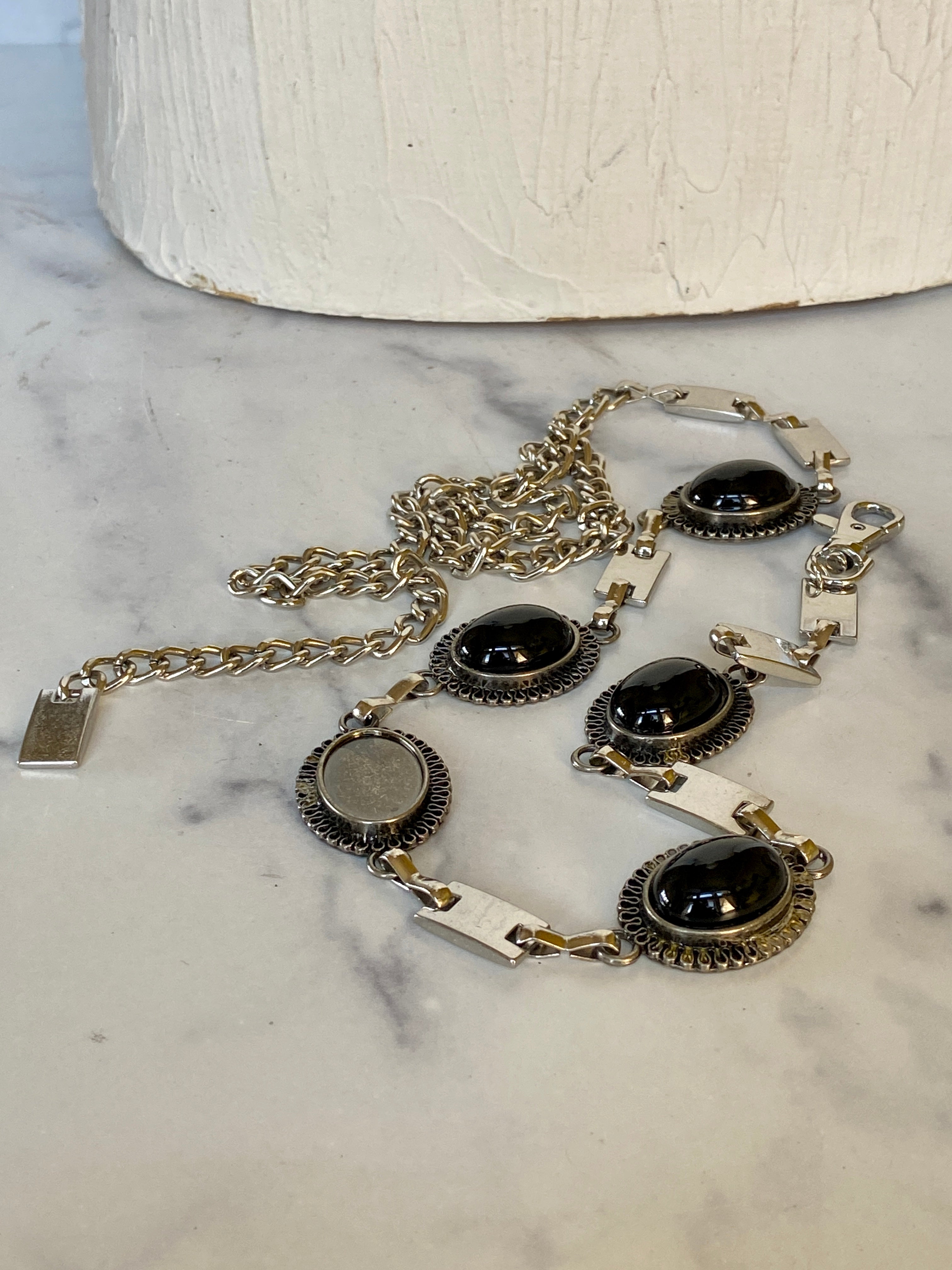 Black and vintage silver belt