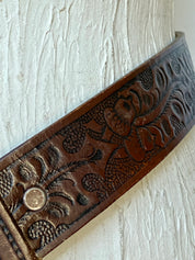 Vintage tooled leather belt