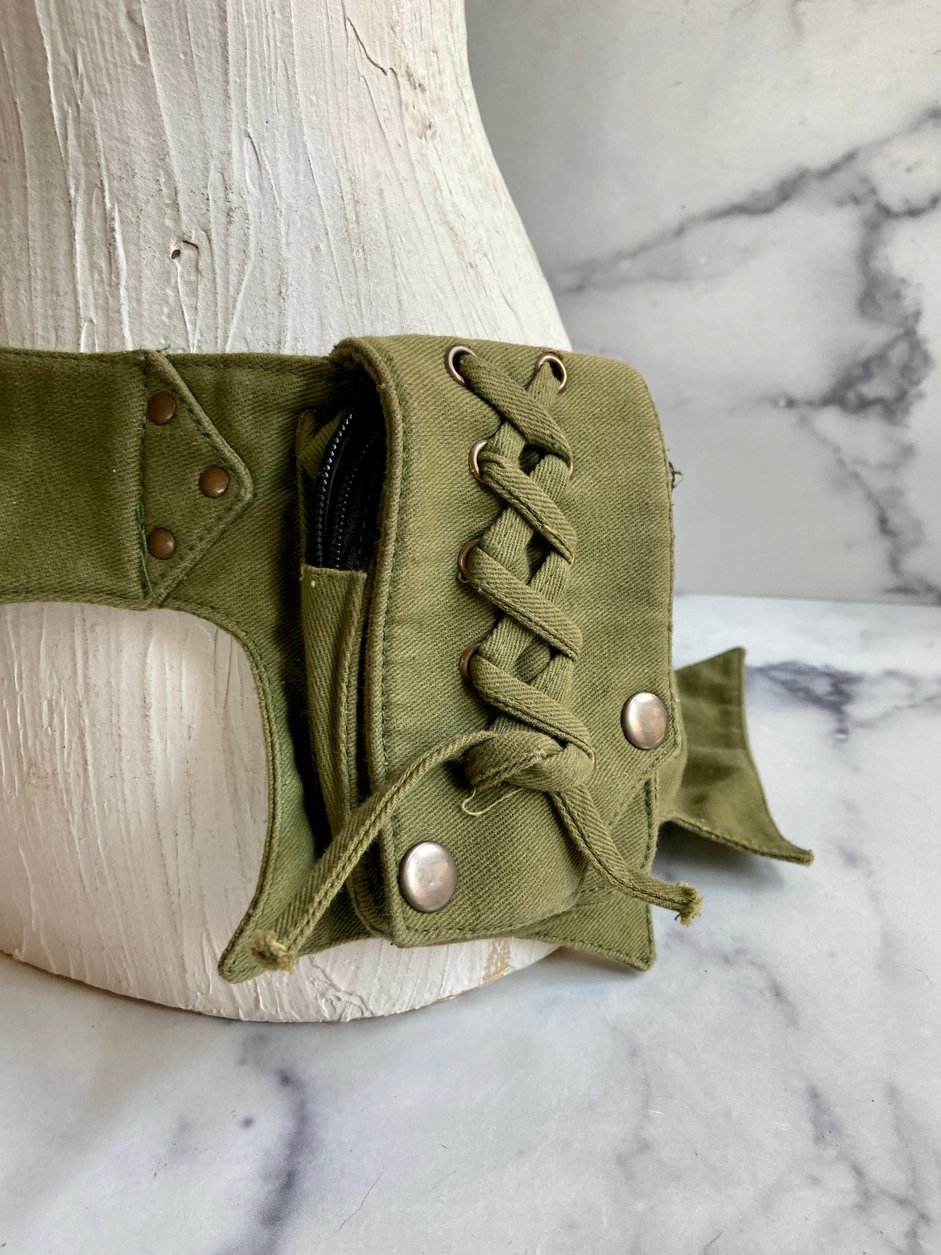 Olive green pocket belt