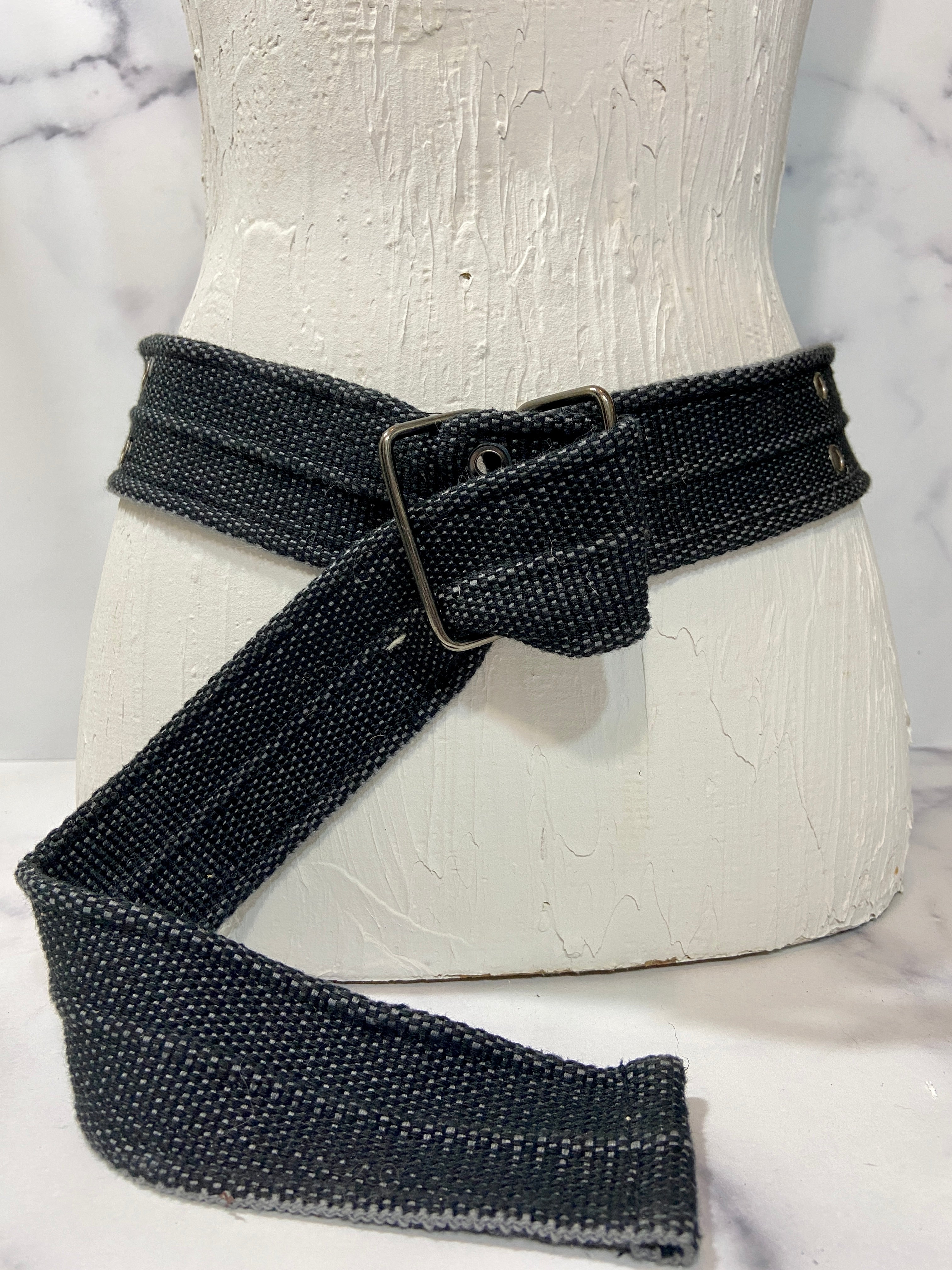 Vintage black woven Fabric Belt