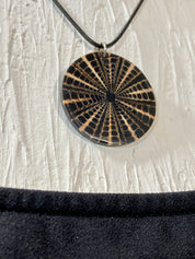 Brown and Beige Nautilus Shell Round Slice Pendant