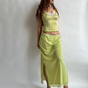 Light green hand dyed satin tank - M