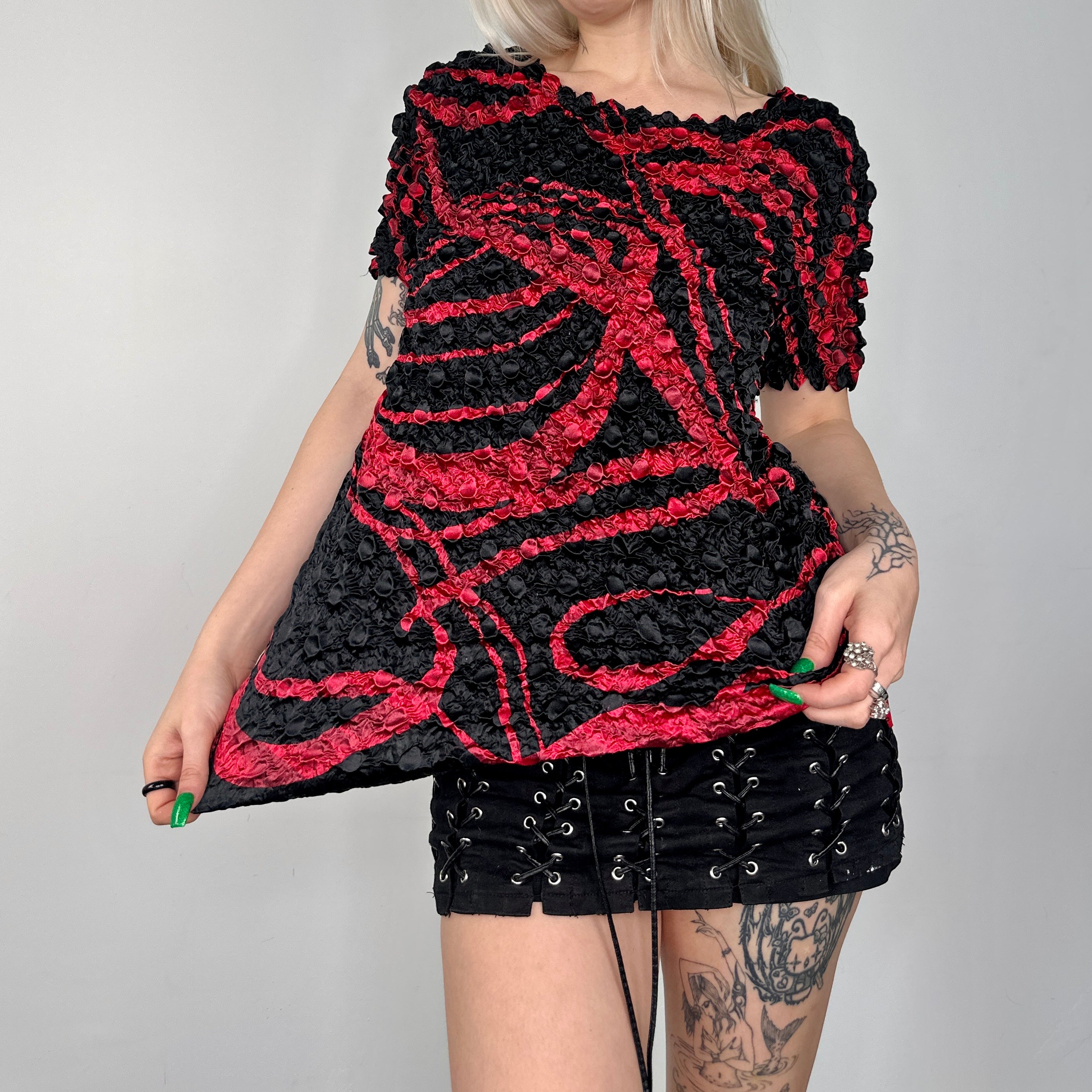 Y2K Allover Print Popcorn Top