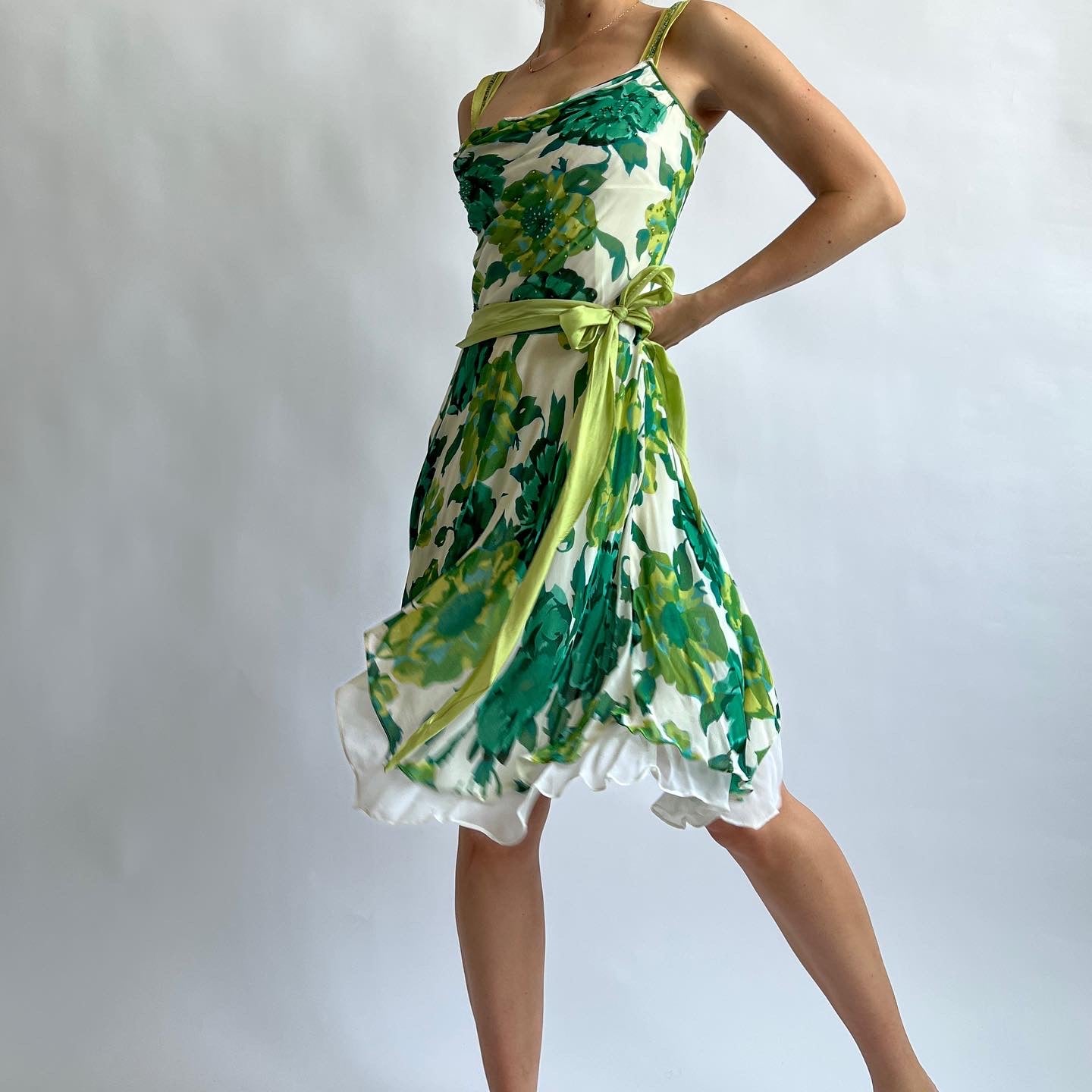 green y2k dress floral beaded autopostr_pinterest_74767 Single Breasted Sleeve Length(cm) ASOS Design - Modesty Size:7.5 US Men (6.5 UK/AU)