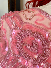 Pink Glass Beaded Fringe & Sequin Shrug