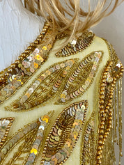 Vintage gold Glass Beaded Fringe & Sequin Shrug