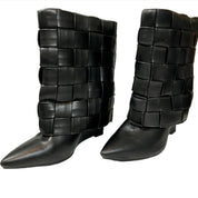 AZALEA WANG black leather boots (8)