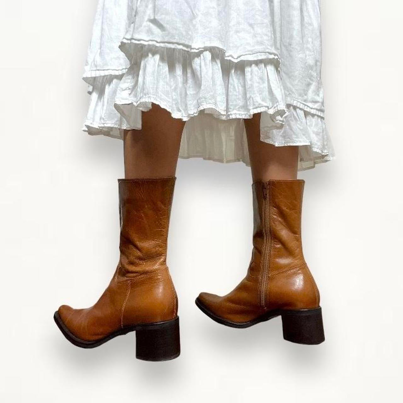 Brown leather boots
