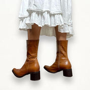 Brown leather boots