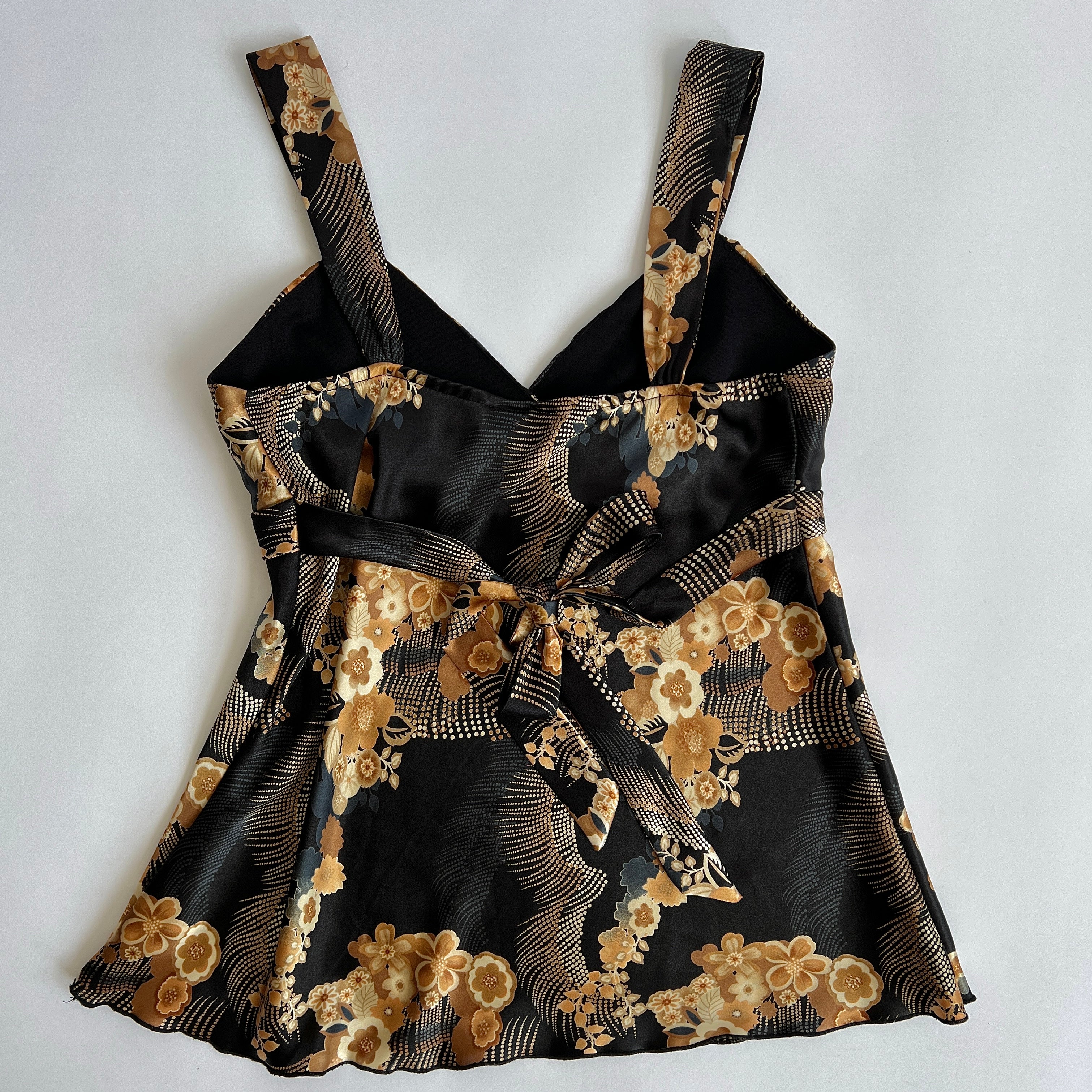 Y2K floral satin babydoll tank - L