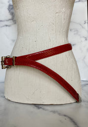 Red Genuine Snake Skin Belt