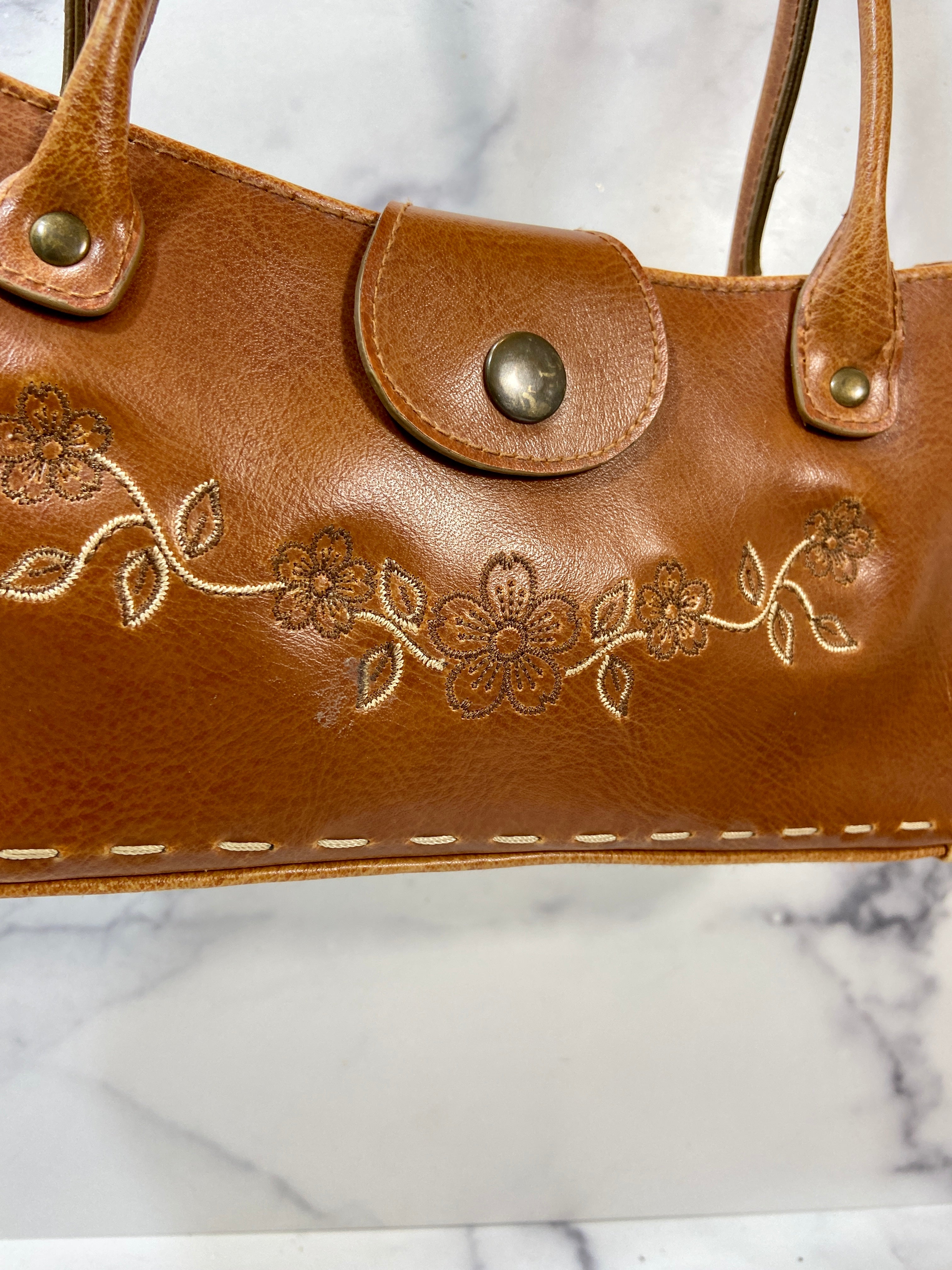 Faux Leather Embroidered Purse