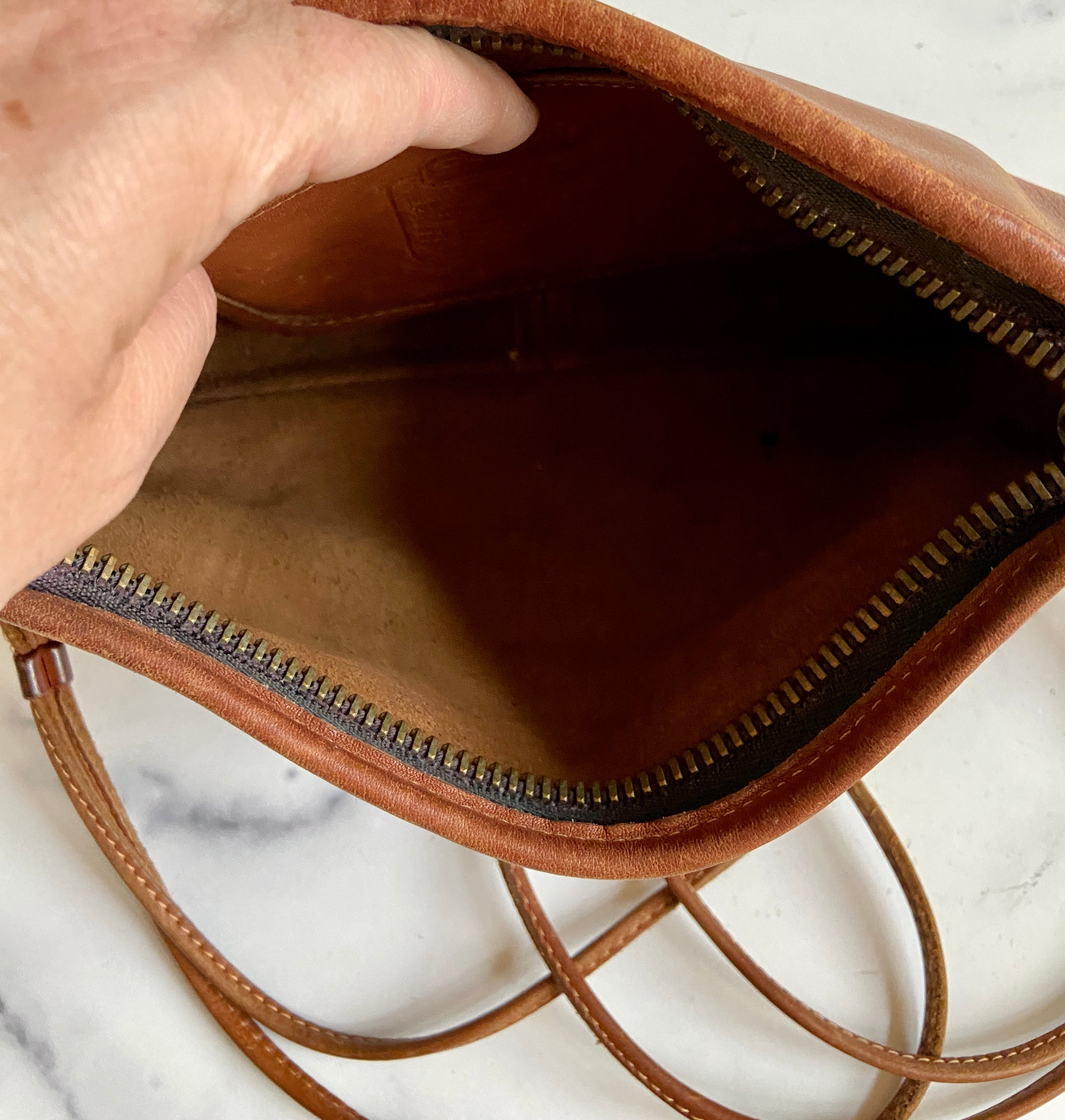 Vintage tan leather coach