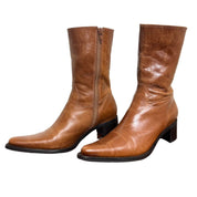 Brown leather boots