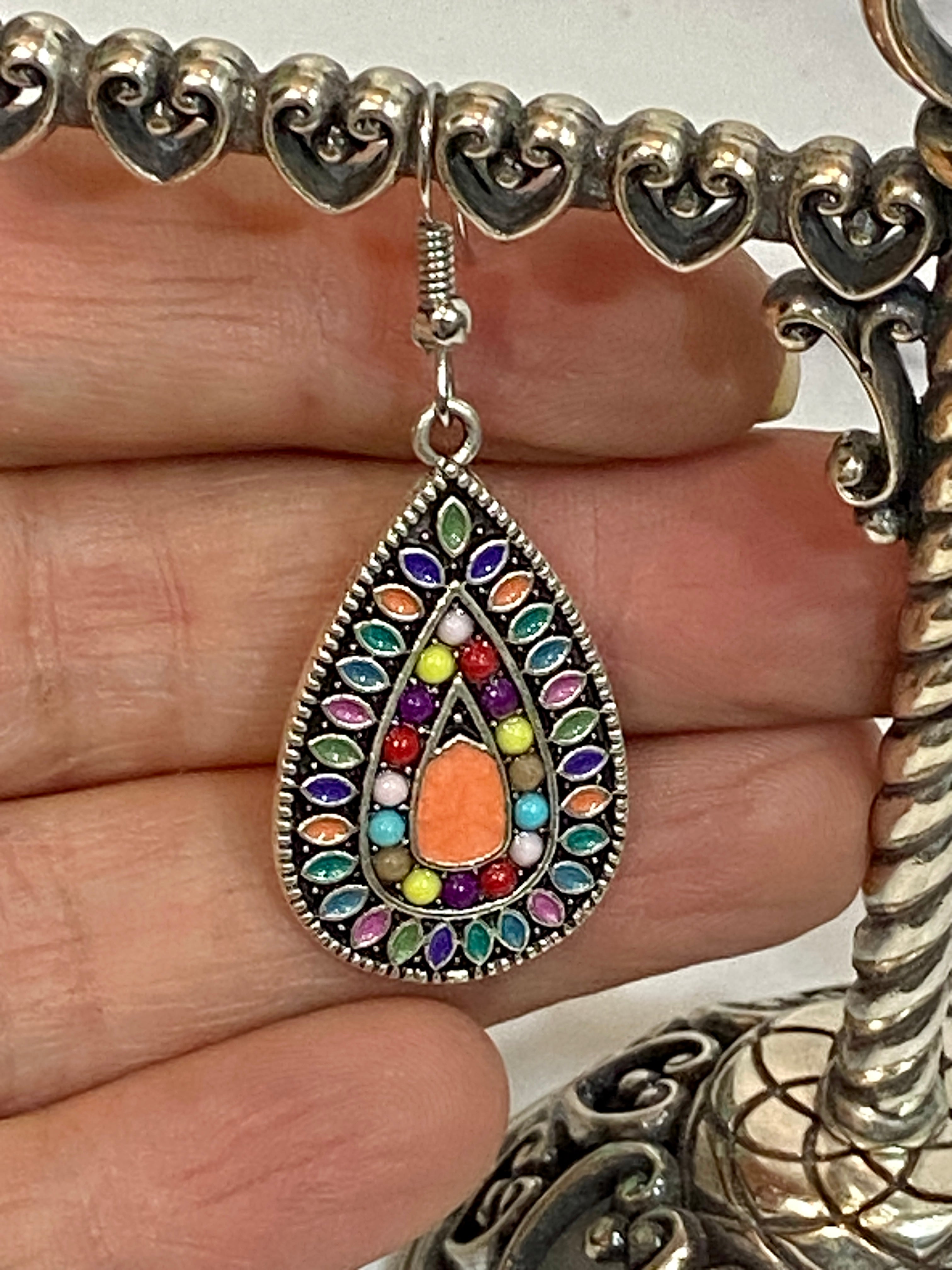 Colorful festival teardrop earring