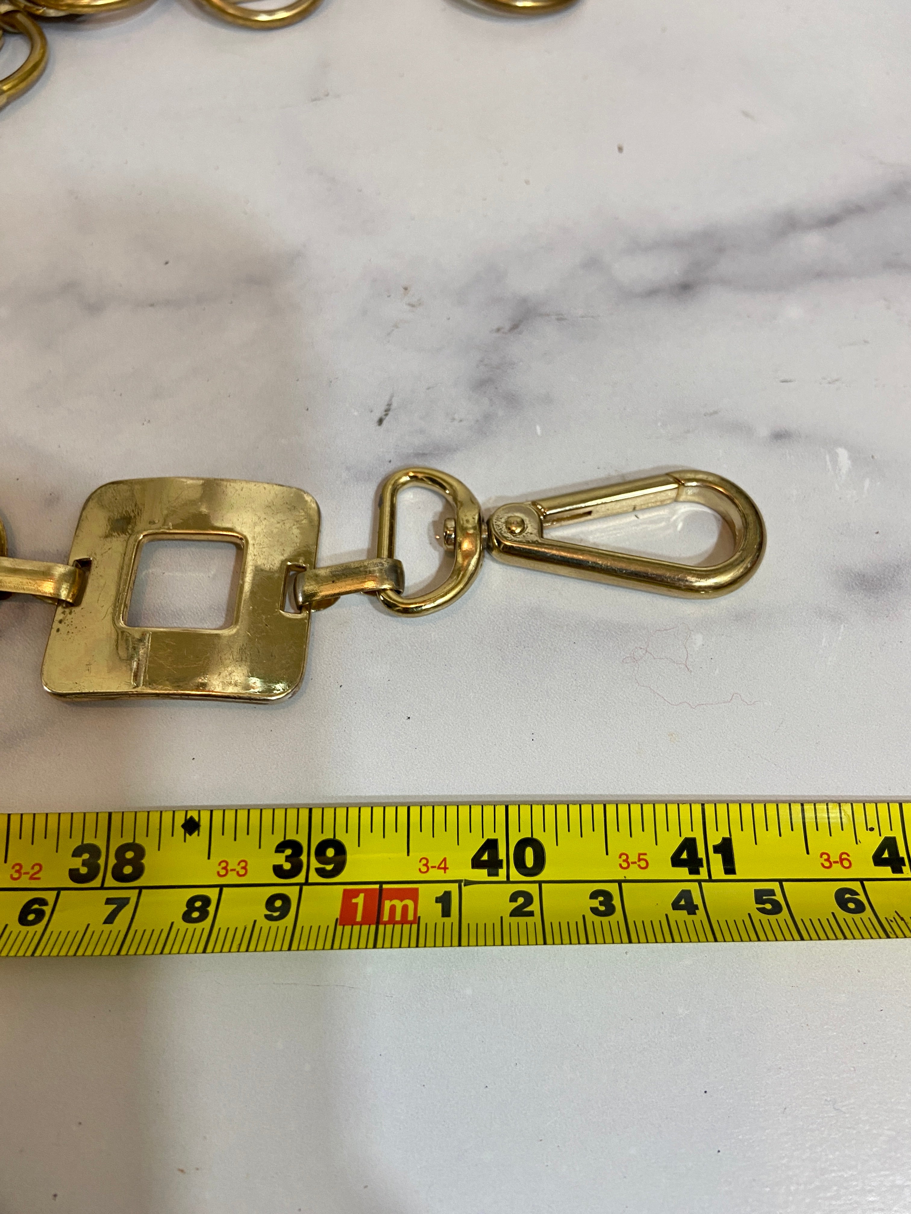 Vintage 90s Metal Gold Square Chain West Belt