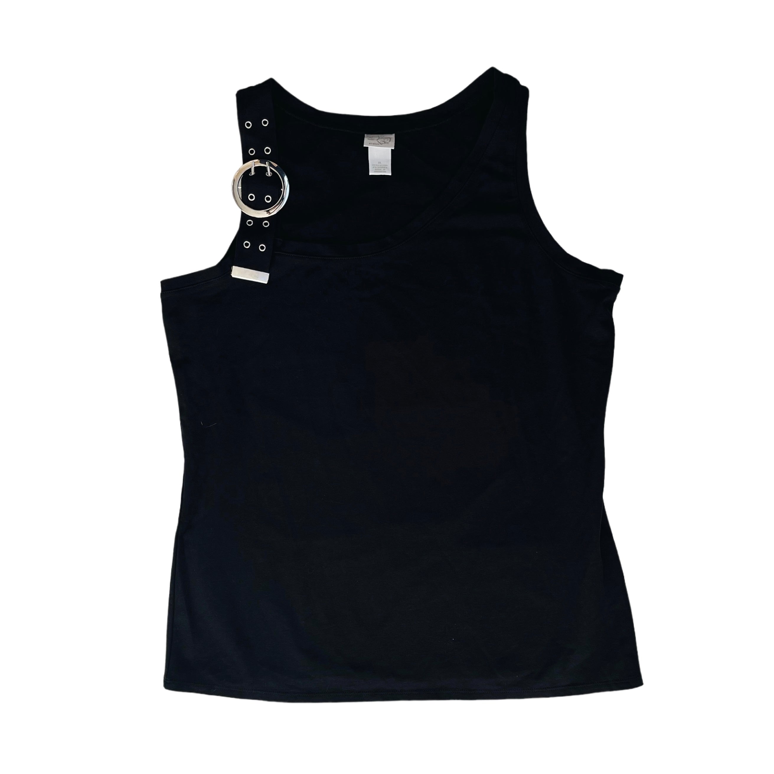 Sleeveless Black Buckle Top (XL)