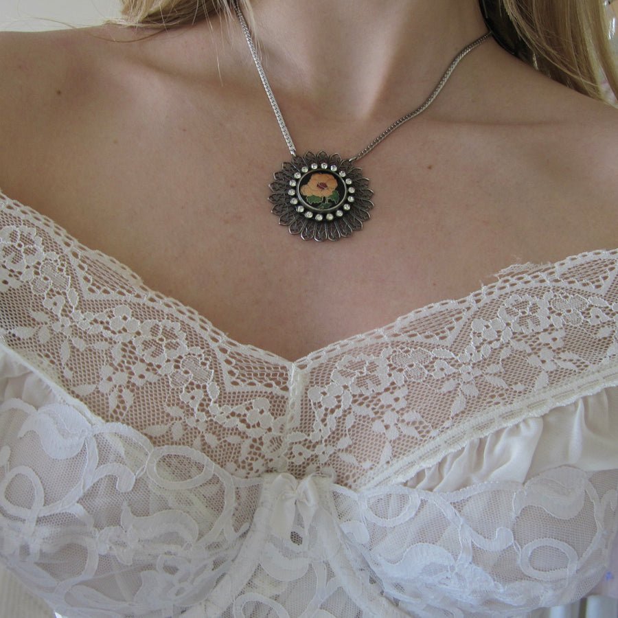 Vintage Floral Chain Necklace