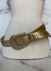 Western gold leather belt