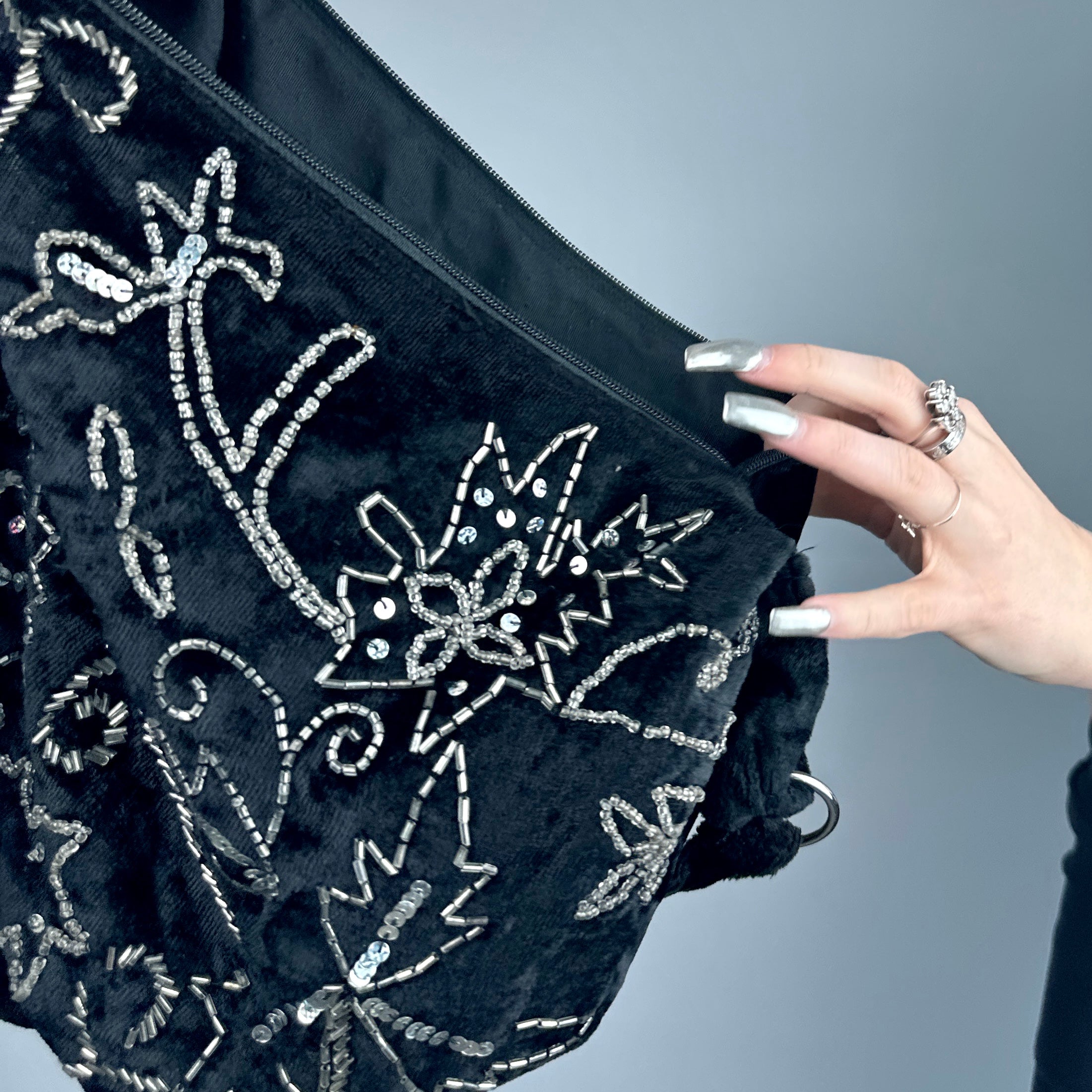 Velvet Whimsigoth Beaded Handbag