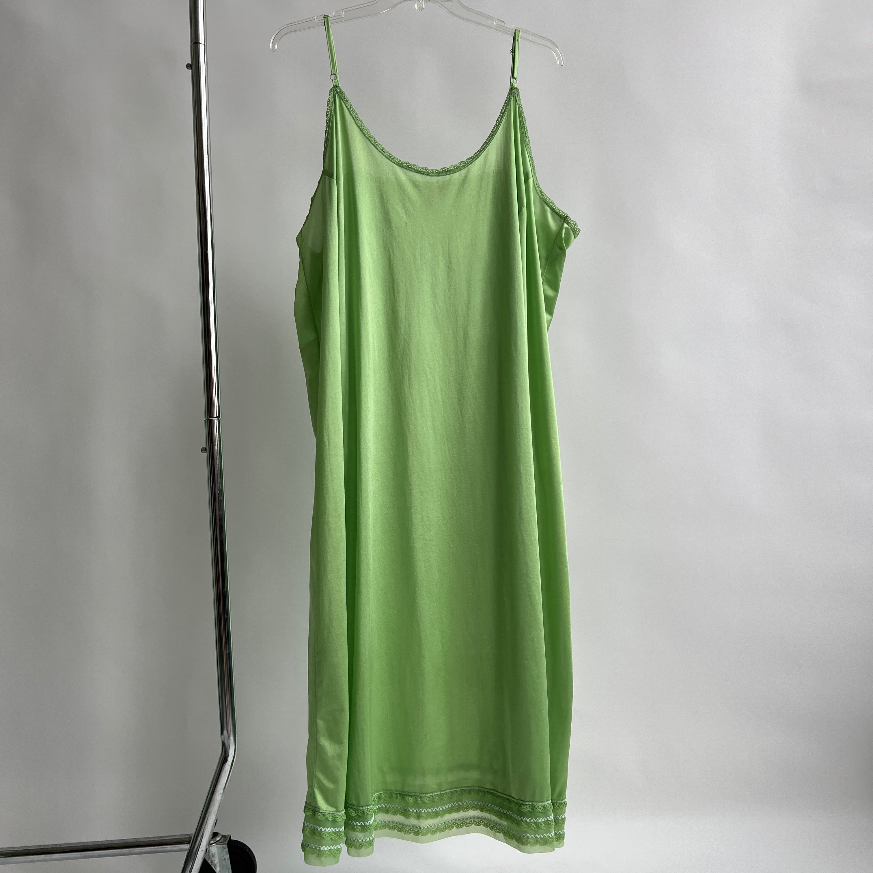 Apple green hand dyed satin maxi slip - 4X
