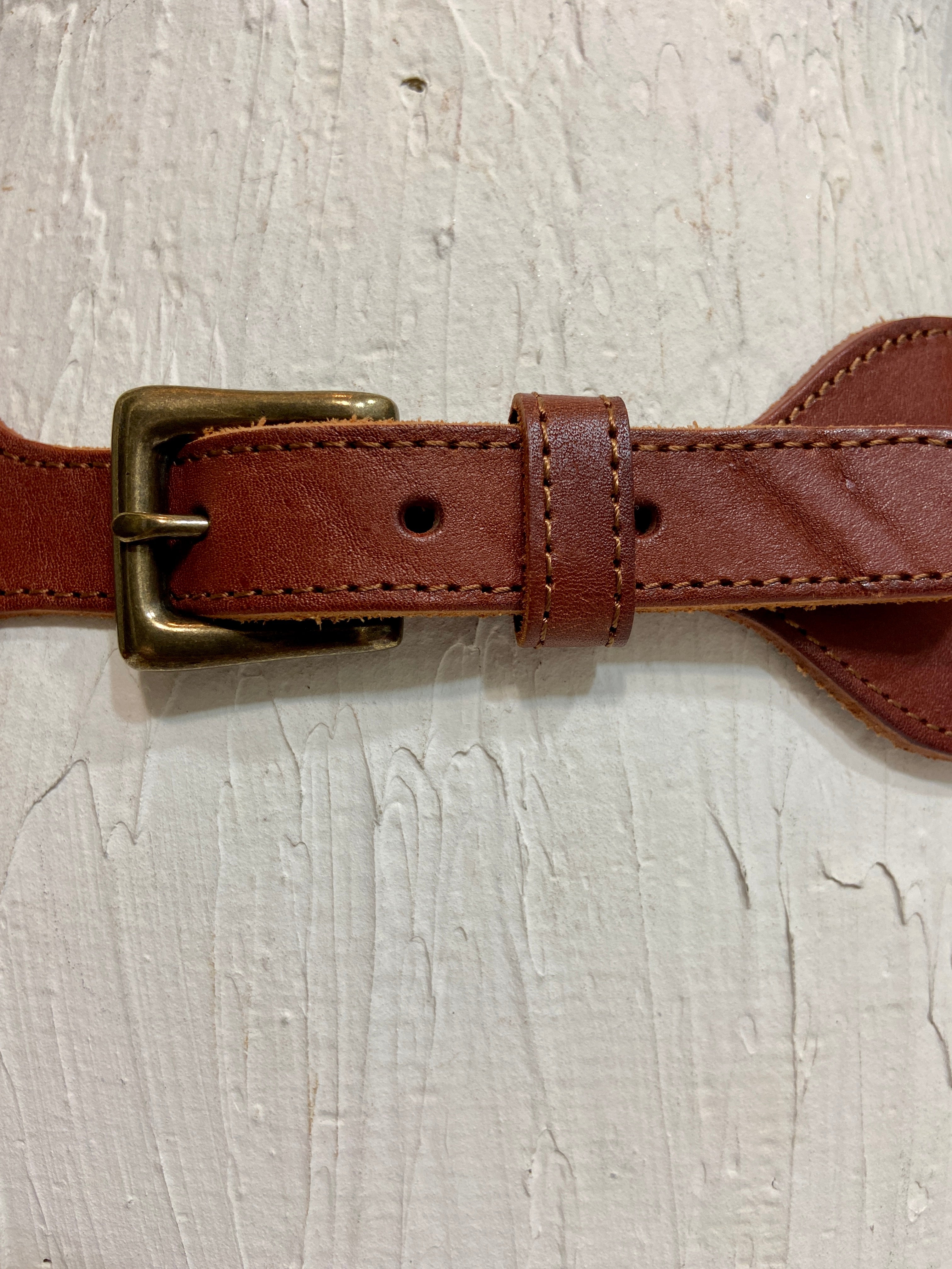 Brown Leather Dress Belt Elastic